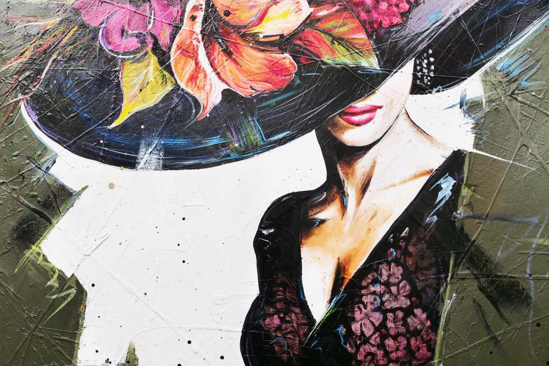 Audrey 140cm x 100cm Floral Abstract Realism Textured Canvas Painting - Handmade Wall Art for Living Room, Bedroom & Office Decor