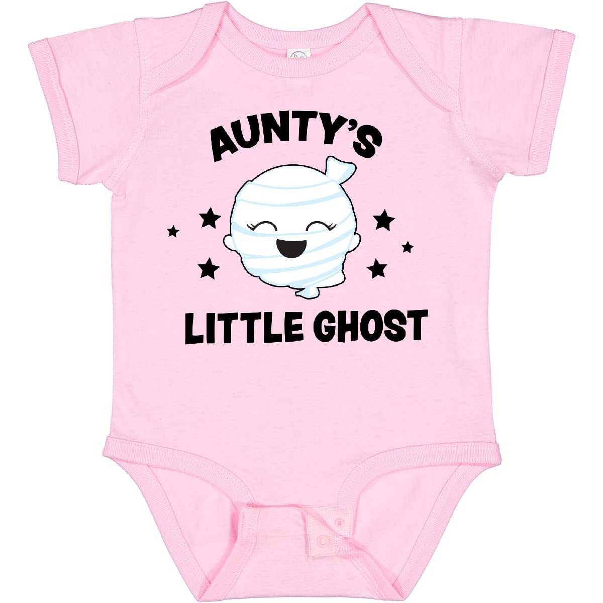 Inktastic Cute Aunty's Little Ghost with Stars Baby Bodysuit - Soft Cotton Infant Onesie for Halloween, Birthday & Family Photos | Adorable Baby Gift Idea