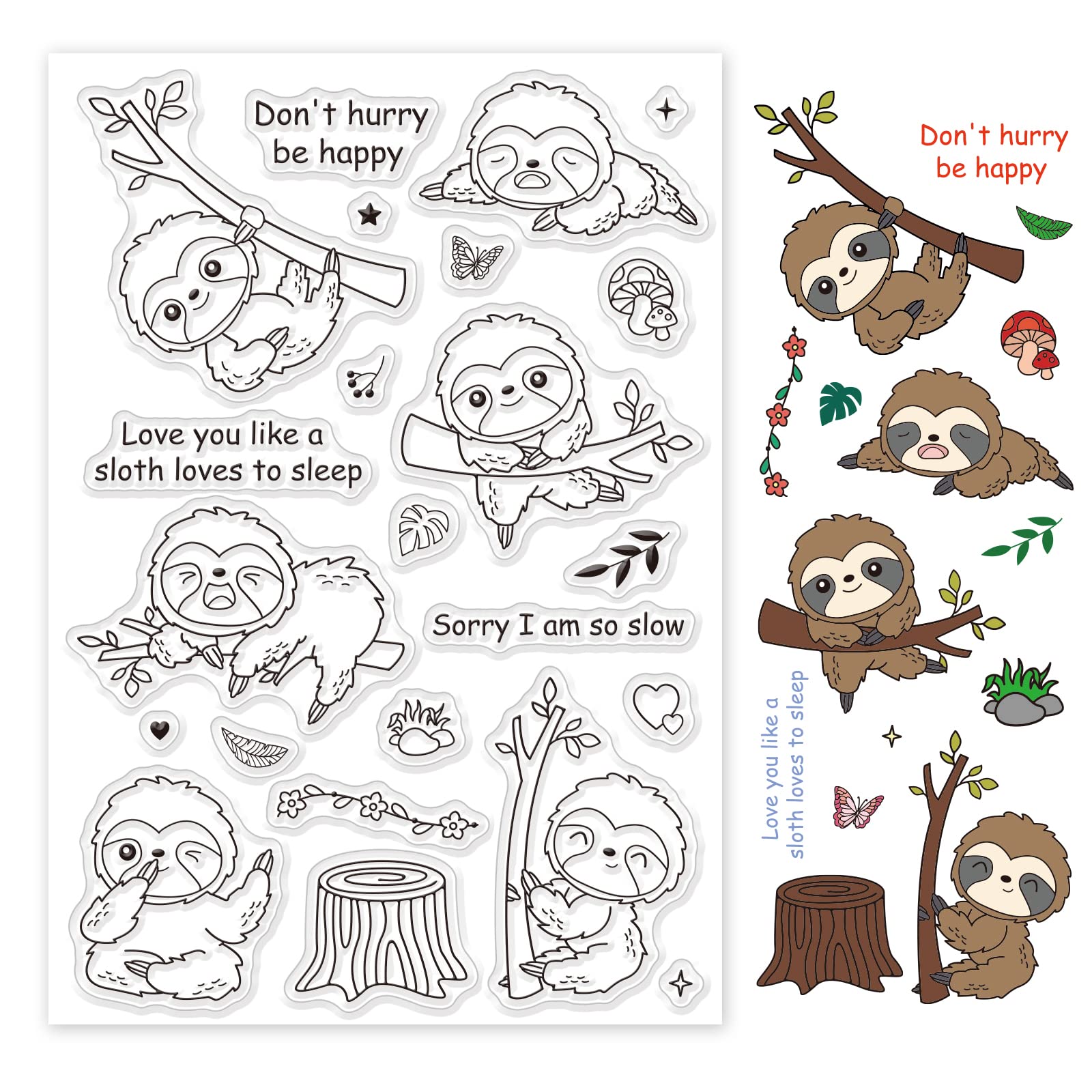 GLOBLELAND Sloth Silicone Clear Stamps - Cute Animal Transparent Rubber Stamps for DIY Scrapbooking, Card Making, Photo Albums & Paper Crafts - Perfect for Birthday Cards, Valentine's Day Decorations & Handmade Gifts