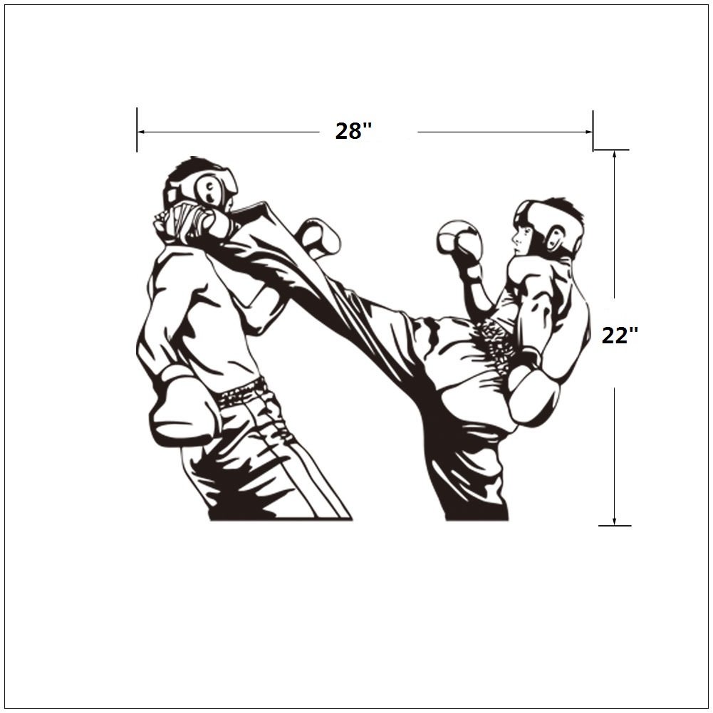 DNVEN 28x22 Inches Boxing Free Sparring Sports Wall Decals - Peel and Stick Vinyl Stickers for Home Decor, Living Room, Bedroom, Kids Room - Perfect for Sports Fans and Gym Wall Art