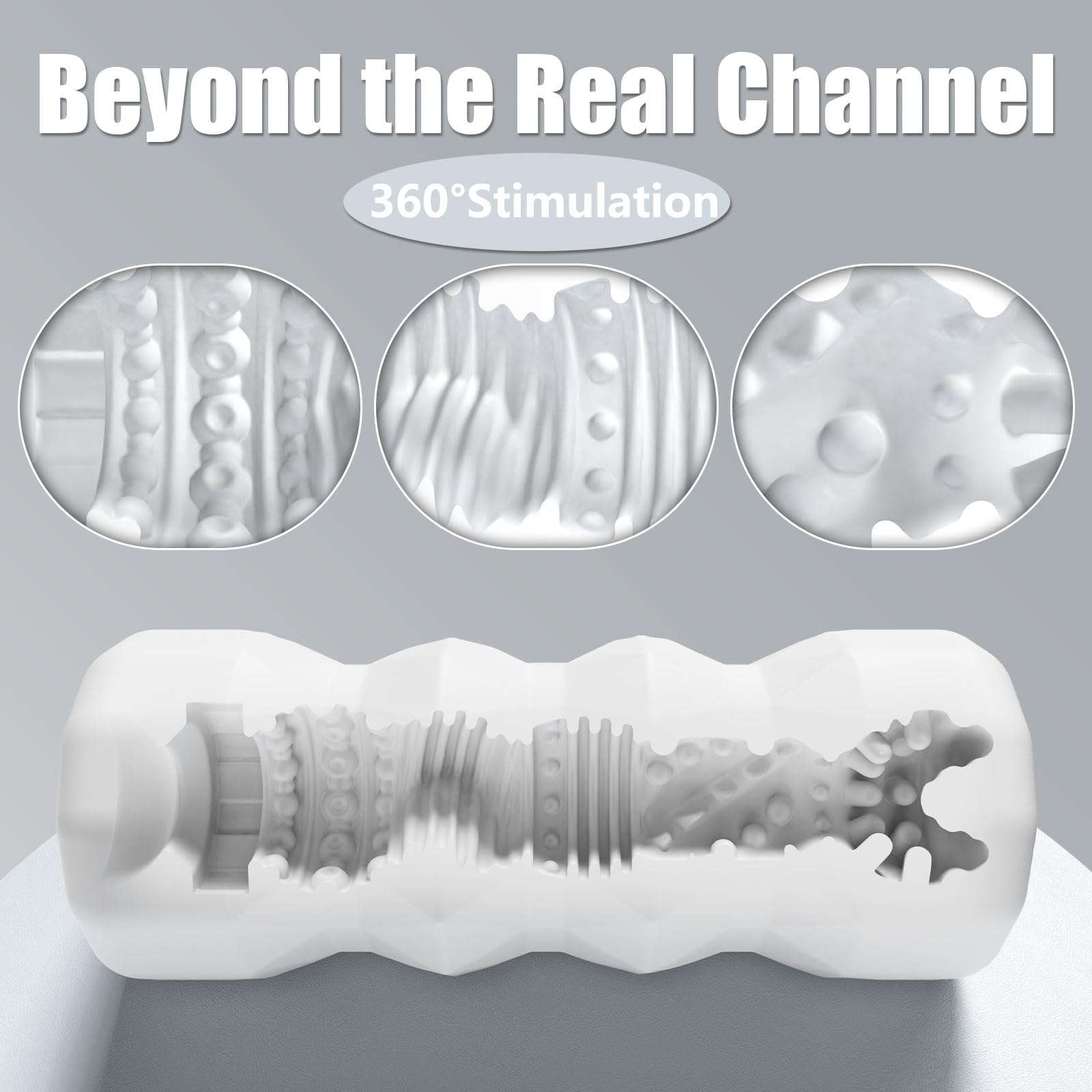 Realistic Male Masturbator - 3D Textured TPE Pocket Pussy Stroker & Penis Training Sleeve with Storage Box | Discreet Male Sex Toy for Solo Pleasure & Blowjob Simulation | Perfect for Travel & Private Use (White)