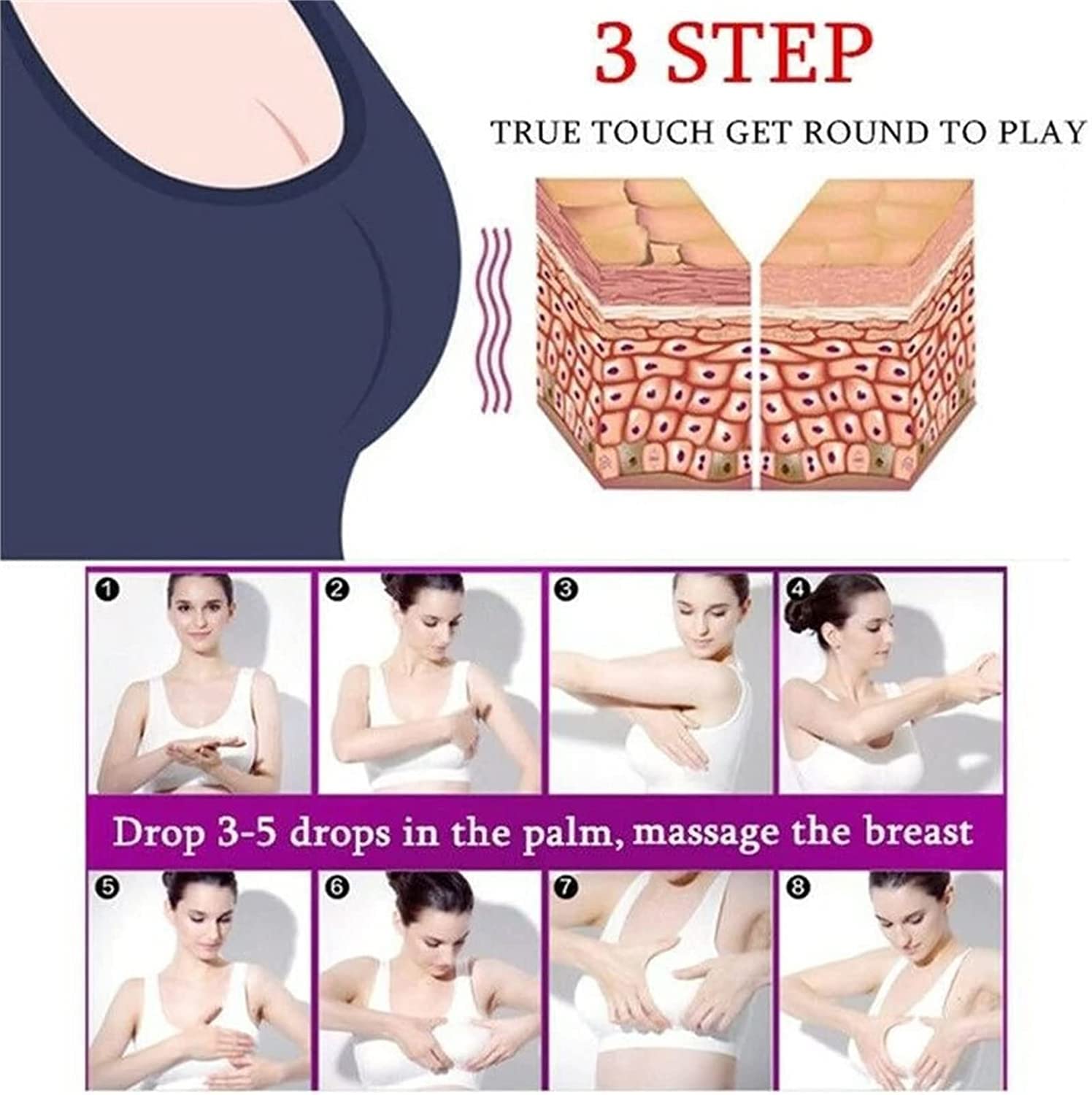 **Lift & Firm Bust Essential Oil - Natural Breast Lifting & Plumping Serum, Organic Enlargement Massage Oil for Firming & Nourishing (3 Pack) - Perfect for Postpartum Care & Body Confidence Boost**