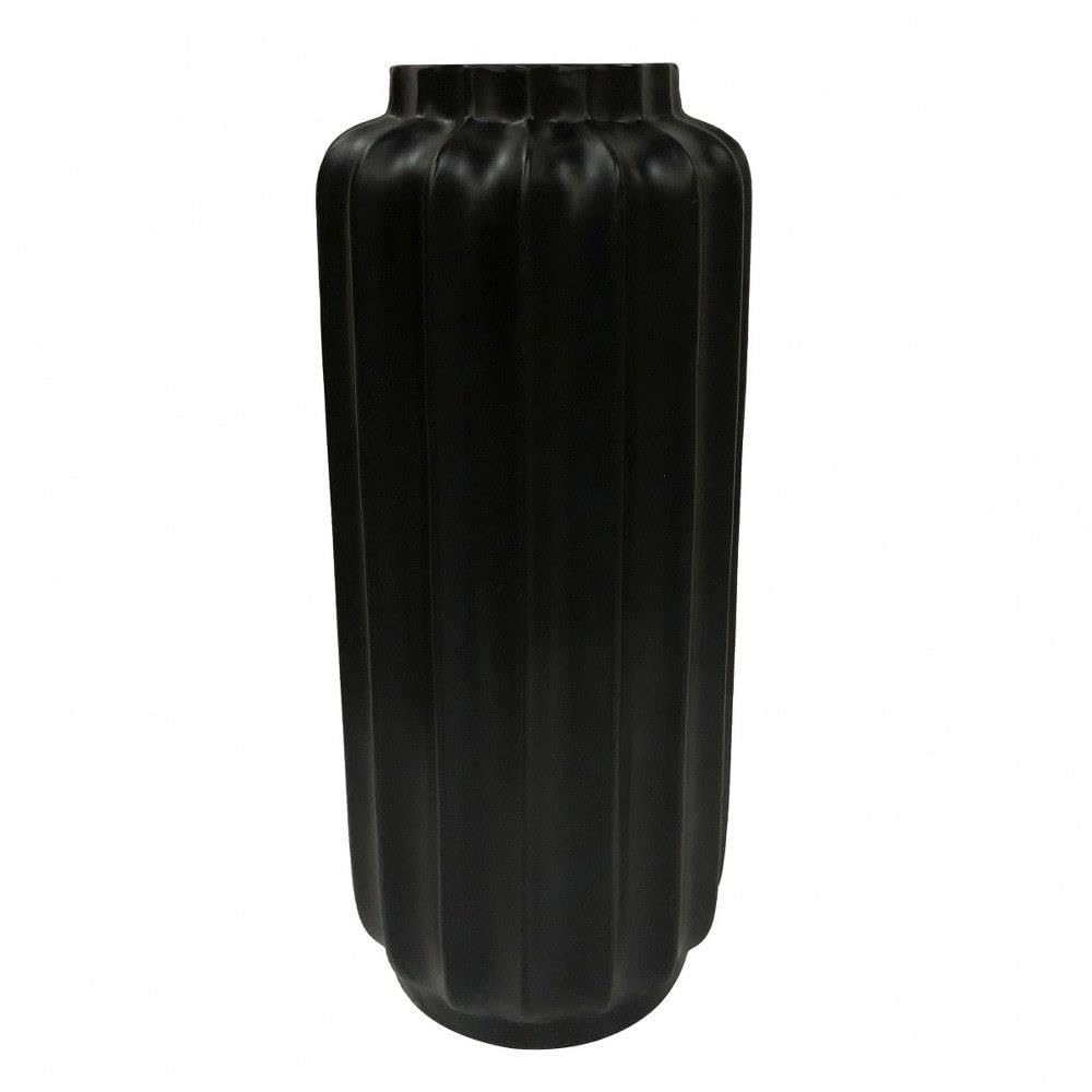 Bari Large Floor Vase - Matte Black Resin Vase for Home Decor - Perfect for Living Room, Bedroom, or Entryway