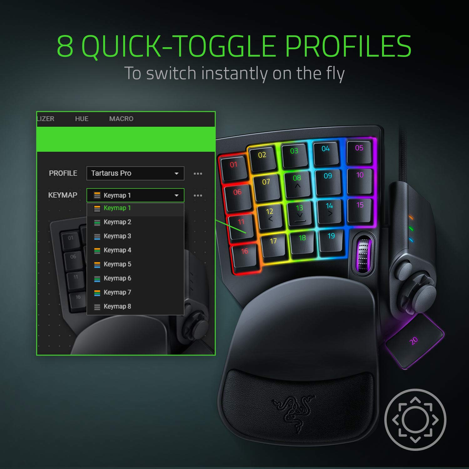 Razer Tartarus Pro Analog Optical Gaming Keypad - 32 Programmable Keys, Customizable Trigger Point, 8 Profiles for PC (Black) | Perfect for FPS, MMO & Esports Gaming