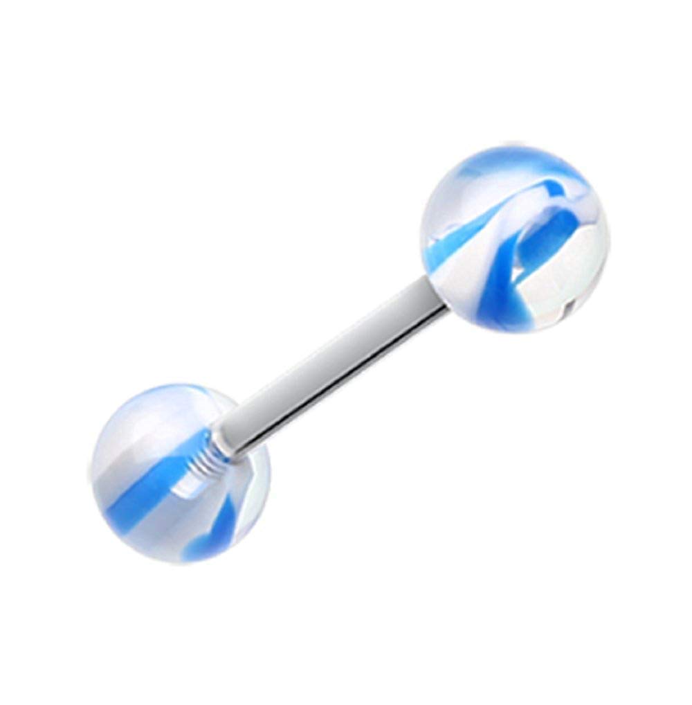 Marble Lace Acrylic Tongue Ring - Stylish Body Jewelry for Piercing