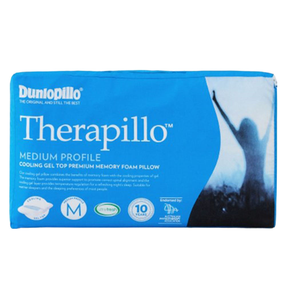 Dunlopillo Therapillo Cooling Gel Memory Foam Pillow - Medium Profile for Neck & Back Pain Relief - Perfect for Side Sleepers & Hot Sleepers