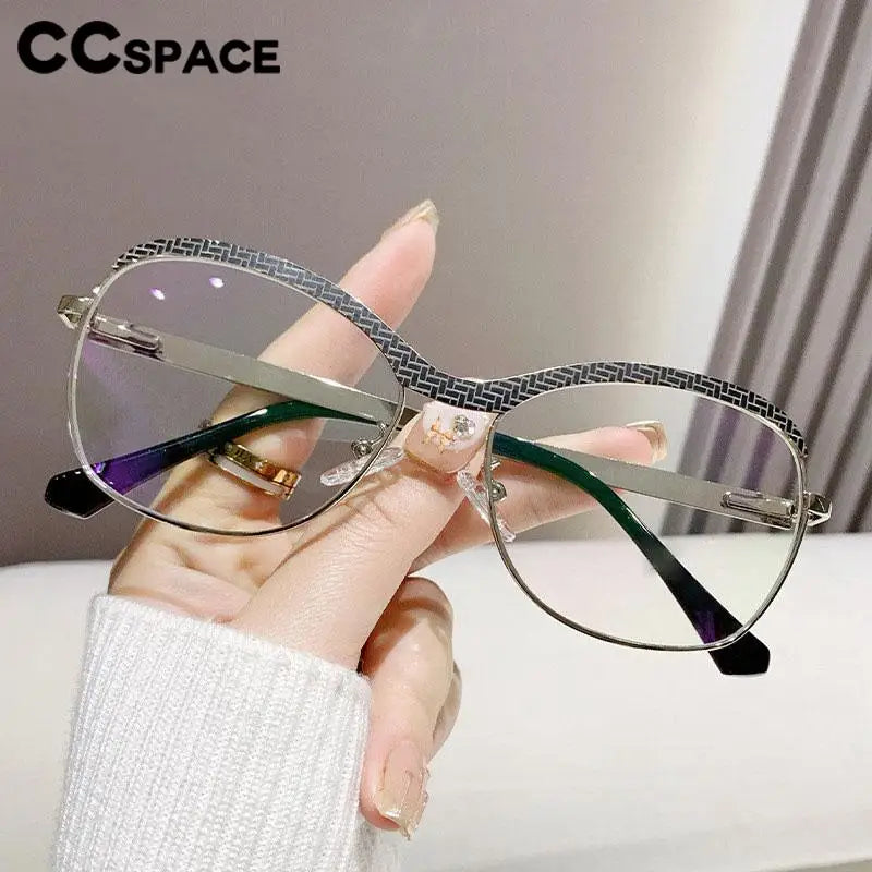 CCspace Women's Full Rim Oval Alloy Reading Glasses R57482 - Lightweight & Stylish for Reading, Working, and Computer Use