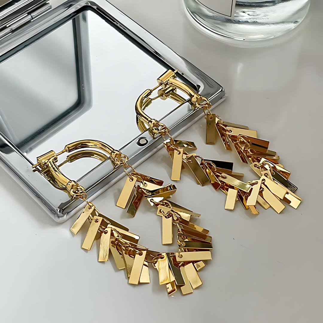 Stylish Geometric Tassel Hoop Earrings for Women | Trendy Boho Dangle Earrings | Gold & Silver Statement Jewelry | Perfect for Parties, Weddings & Everyday Wear (A7886)