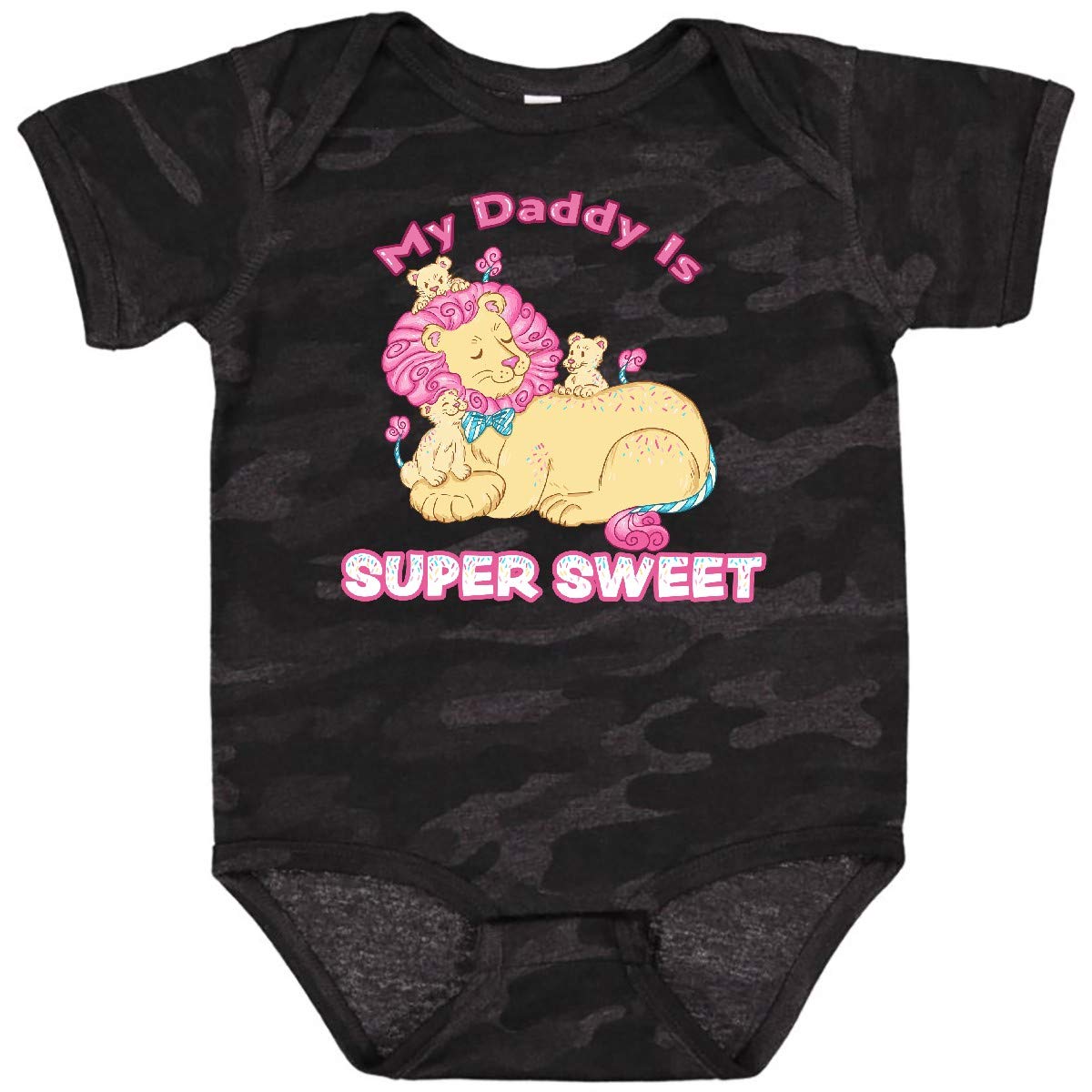 Inktastic My Daddy is Super Sweet Cotton Candy Lions Baby Bodysuit - Cute Infant Onesie for Newborns & Toddlers - Perfect for Family Photos, Birthdays & Father's Day Gifts