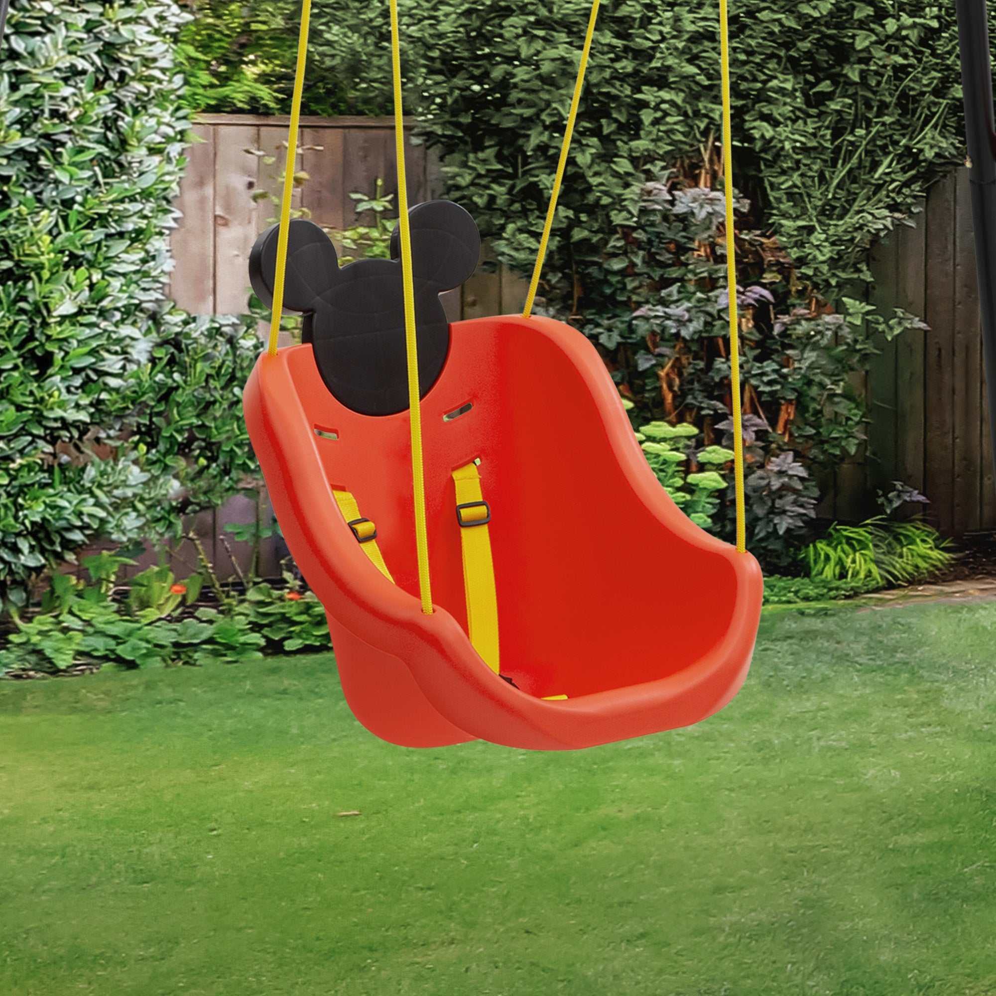 Mickey Mouse 2-in-1 Outdoor Kids Swing Set for Backyard & Playground - Fun Toddler Swing with Adjustable Seat for Indoor/Outdoor Use