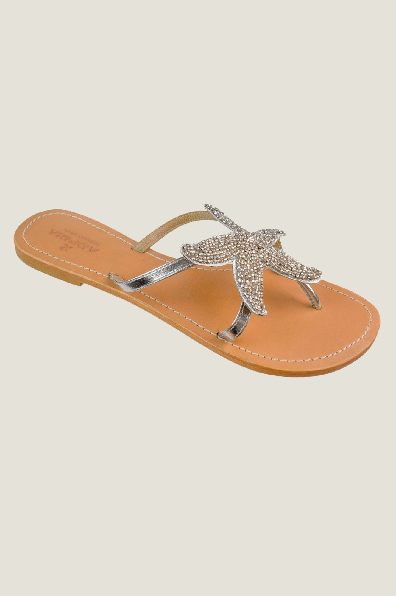 Starfish Leather Sandals for Women - Silver Gladiator Sandals | Comfortable Beach & Summer Casual Footwear