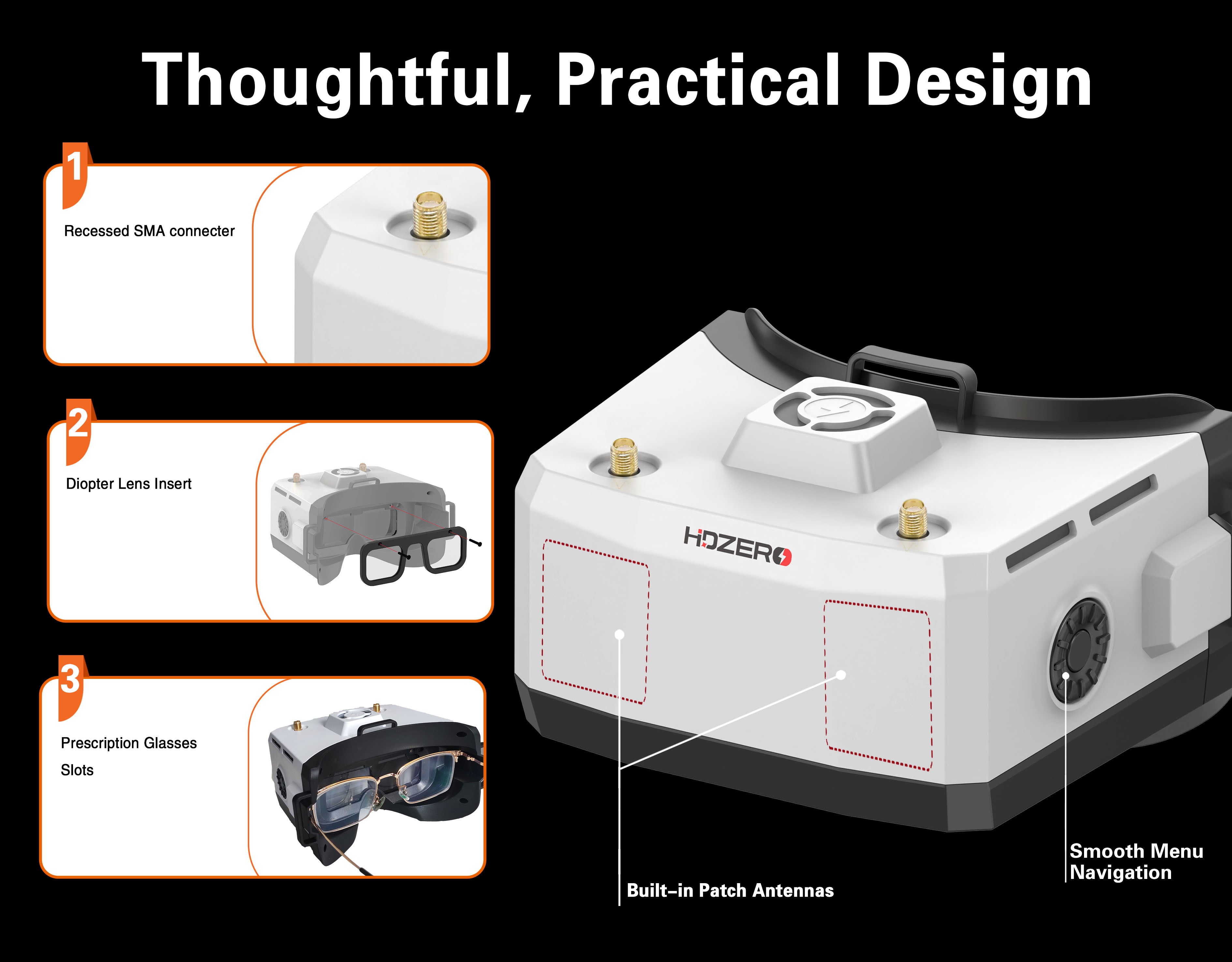 HDzero Box Pro Goggles - 5.8GHz FPV Drone Racing Goggles with HD Video Receiver for Immersive Flying Experience | Perfect for FPV Racing, Freestyle Flying and Aerial Photography