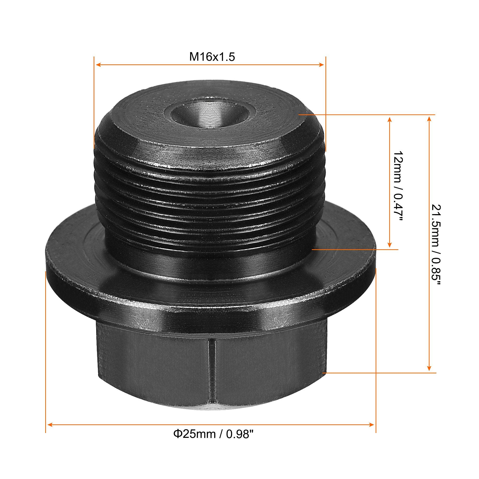 uxcell M16x1.5 Male Thread Carbon Steel Hex Head Socket Pipe Fitting Plug - 4PCS Set for Terminating Pipe Ends | Ideal for Plumbing, Hydraulic Systems & Industrial Applications