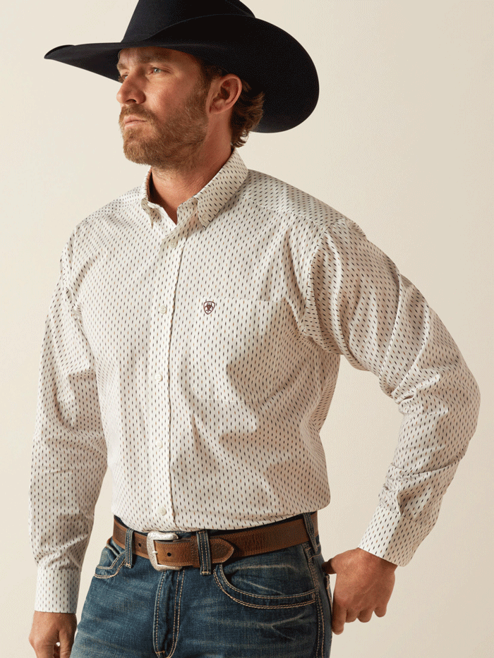 Ariat 10054046 Men's Wrinkle-Free Izzy Classic Fit Button-Down Shirt - White | Casual & Business Wear for Work & Outdoor Activities