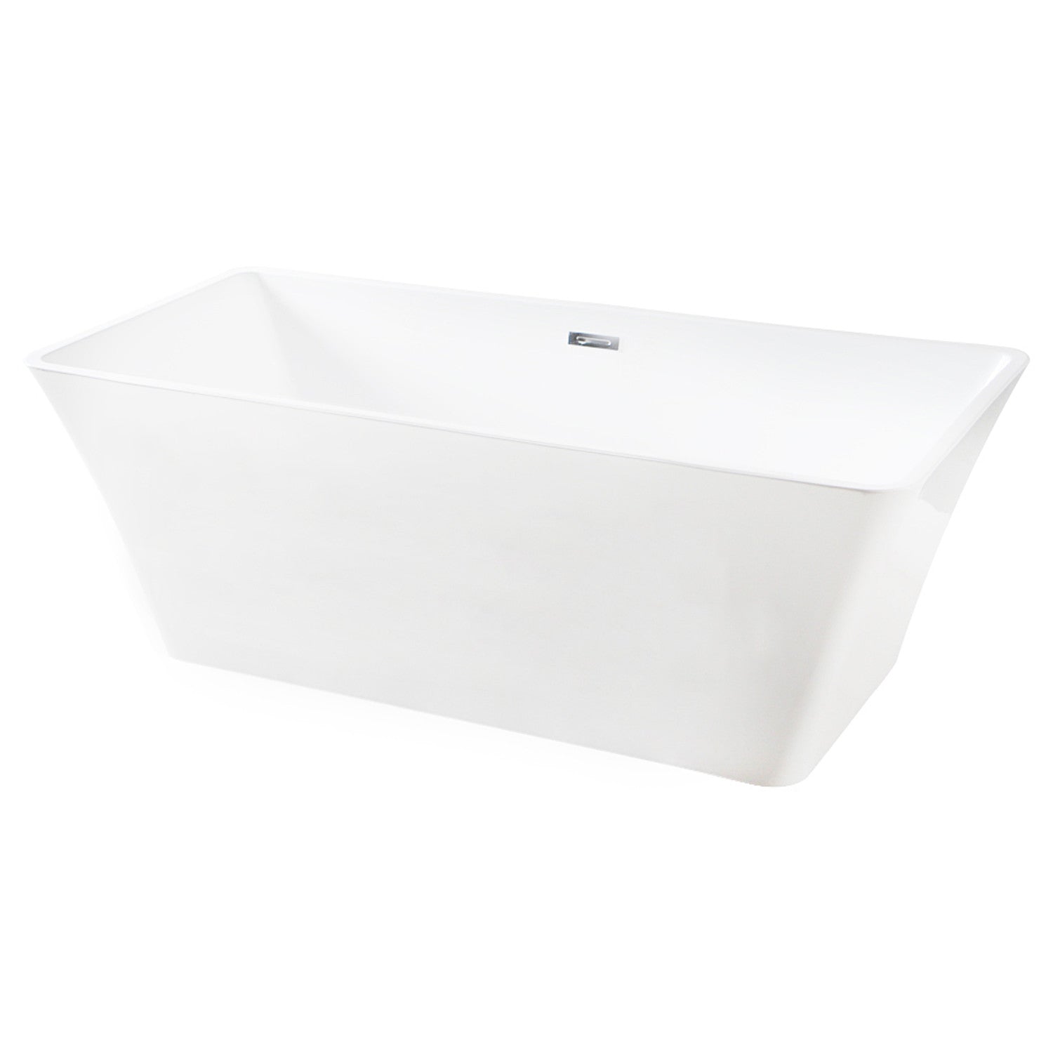 Aqua Eden 67-Inch Acrylic Freestanding Bathtub - Rectangular Double-Ended Soaking Tub with Drain, Glossy White Finish | Perfect for Master Bathroom, Spa Retreat & Luxury Home Relaxation