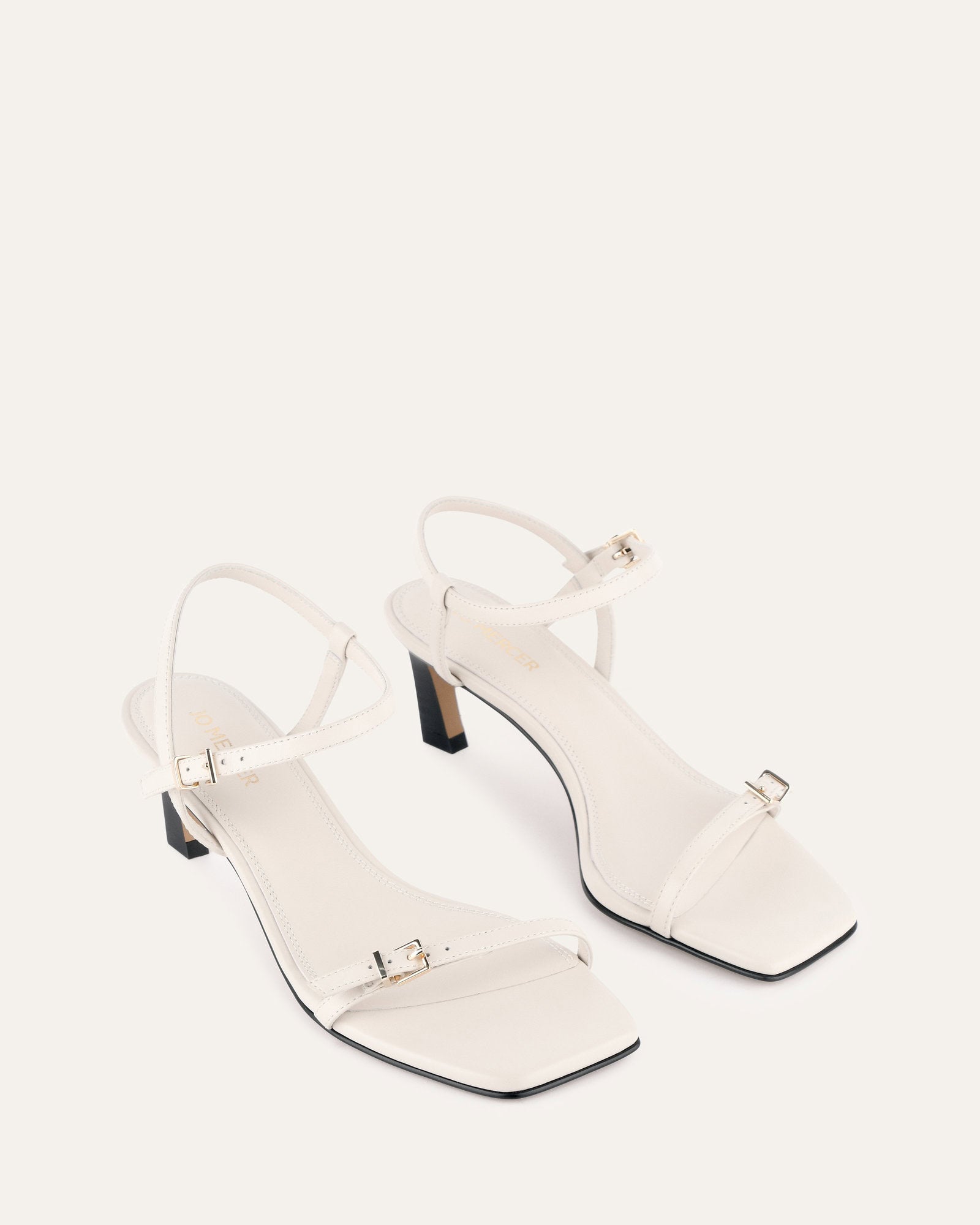 Gianni Women's Mid Heel Sandals - Off White Genuine Leather Comfortable Dress Shoes for Weddings, Parties & Summer Outfits