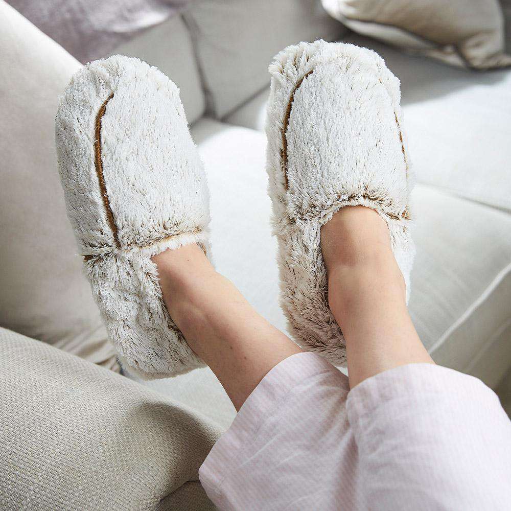 Cozy Marshmallow Brown Slippers for Women & Men - Warmies® Plush Indoor/Outdoor House Shoes - Perfect for Winter, Lounge & Home Comfort
