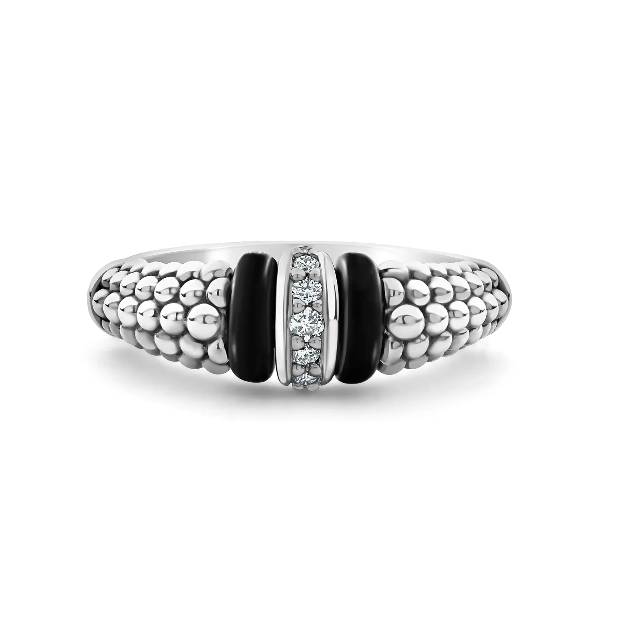 Elegant Ceramic & Caviar Diamond Ring for Women - Luxury Wedding, Engagement, and Anniversary Jewelry Gift - Perfect for Special Occasions & Everyday Glamour