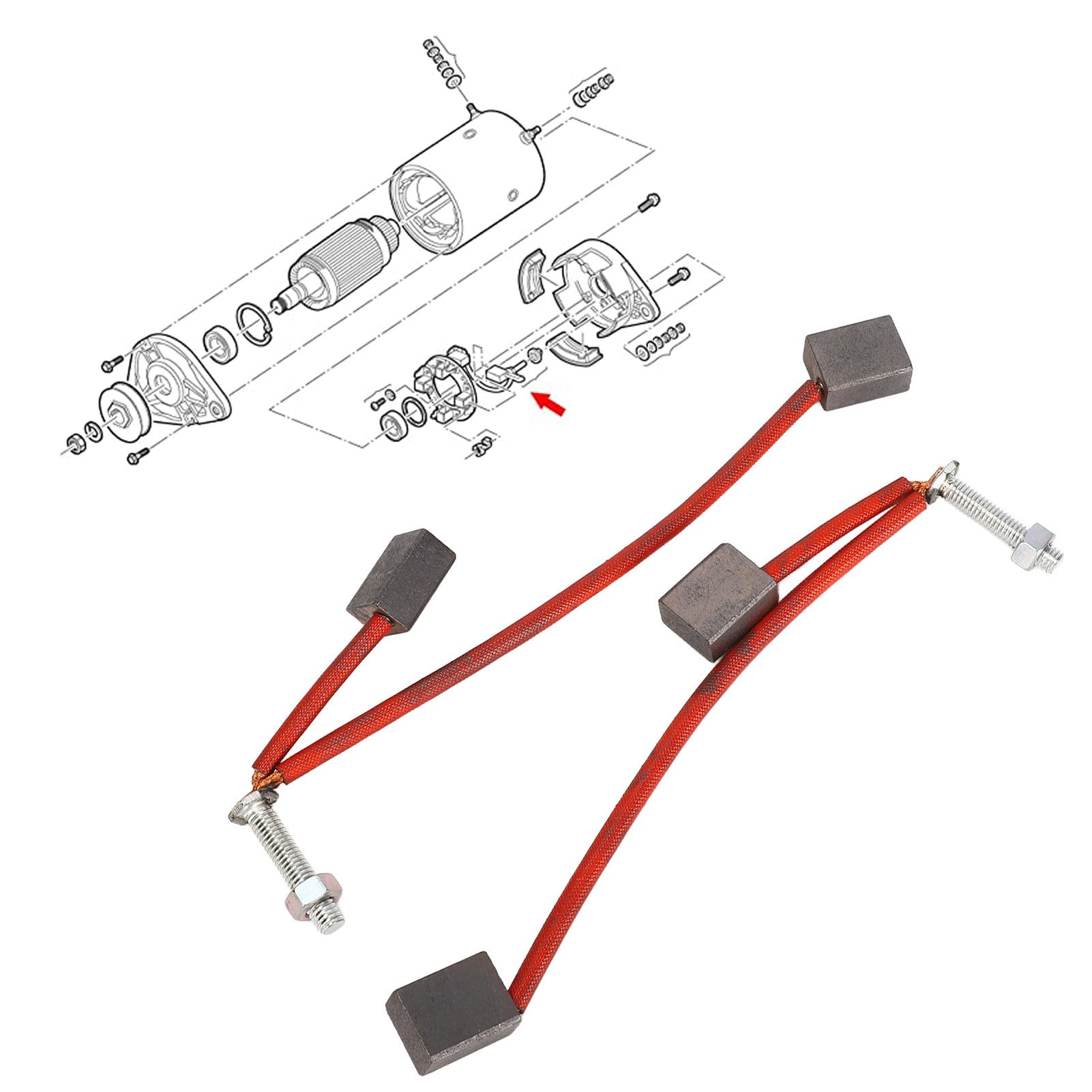 2PCS Car Starter Motor Brush Set Replacement 103347301 114-01-2034AS for Club Car Precedent 2001-Up & EZGO 2008-Up - Compatible with Golf Carts & Utility Vehicles
