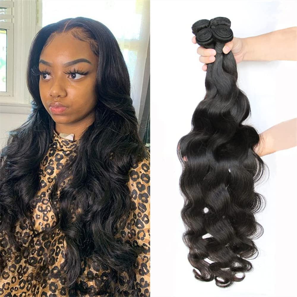 YISEA 12A Brazilian Virgin Human Hair Bundles - 4 Pack (18,16,14,12 Inches) 100% Unprocessed Body Wave Weave Extensions for Natural Look | Perfect for Salon Styling, Daily Wear & Special Occasions