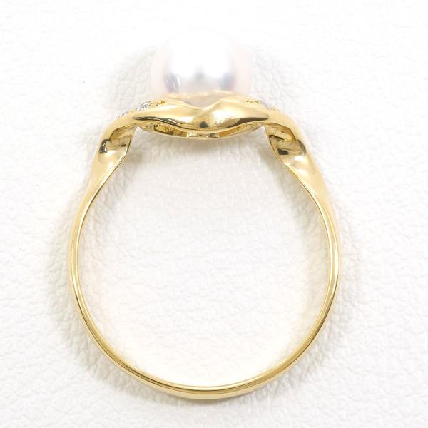 18K Yellow Gold Pearl and Diamond Ring for Women - Elegant Bridal, Engagement, Anniversary Jewelry Gift