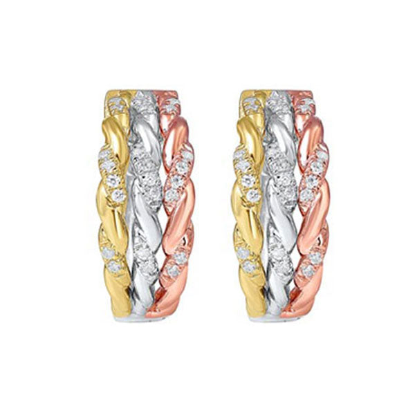 10K White & Yellow Rose Gold Diamond Earrings (1/6 CTW) - Elegant Stud Earrings for Women, Perfect for Weddings, Anniversaries & Special Occasions