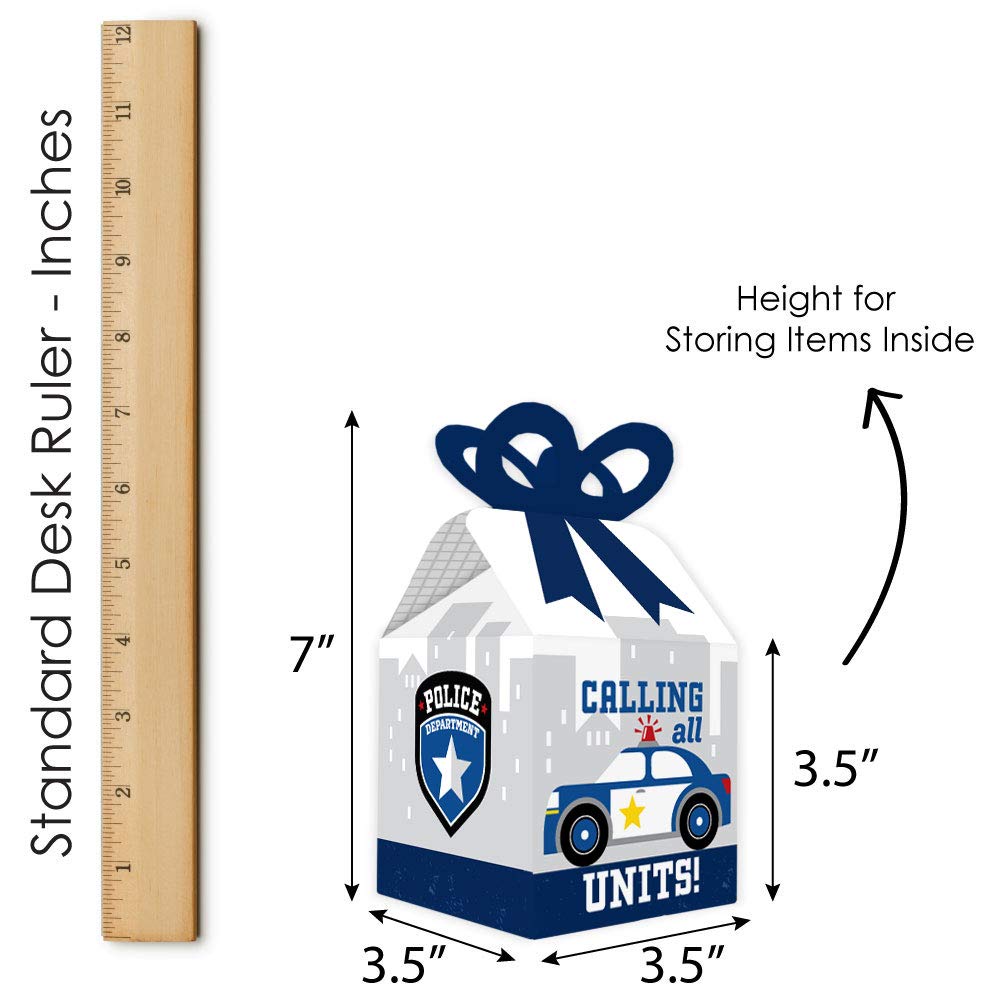 Calling All Units Police Square Favor Gift Boxes - Set of 12 for Cop Birthday Party, Baby Shower & Law Enforcement Events - Perfect for Party Favors, Decorations & Gift Giving
