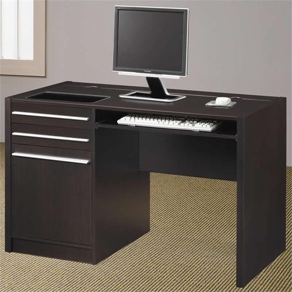 Cappuccino Computer Desk with USB Charging for Home Office