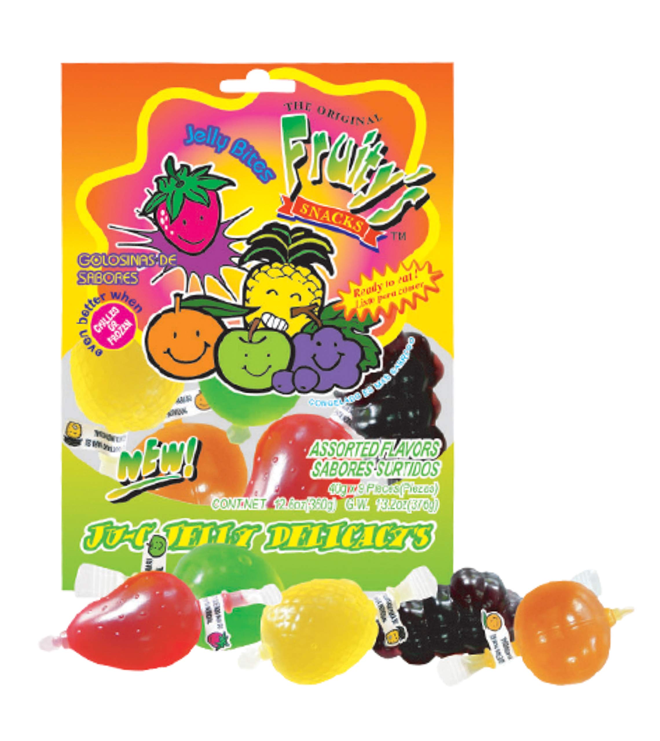 Delicious DinDon JU-C Jelly Fruity Snacks - 12.6 oz Bag 3 Pack - Assorted Fruit Flavored Candy - Perfect for School Lunches, Parties & On-the-Go Snacking