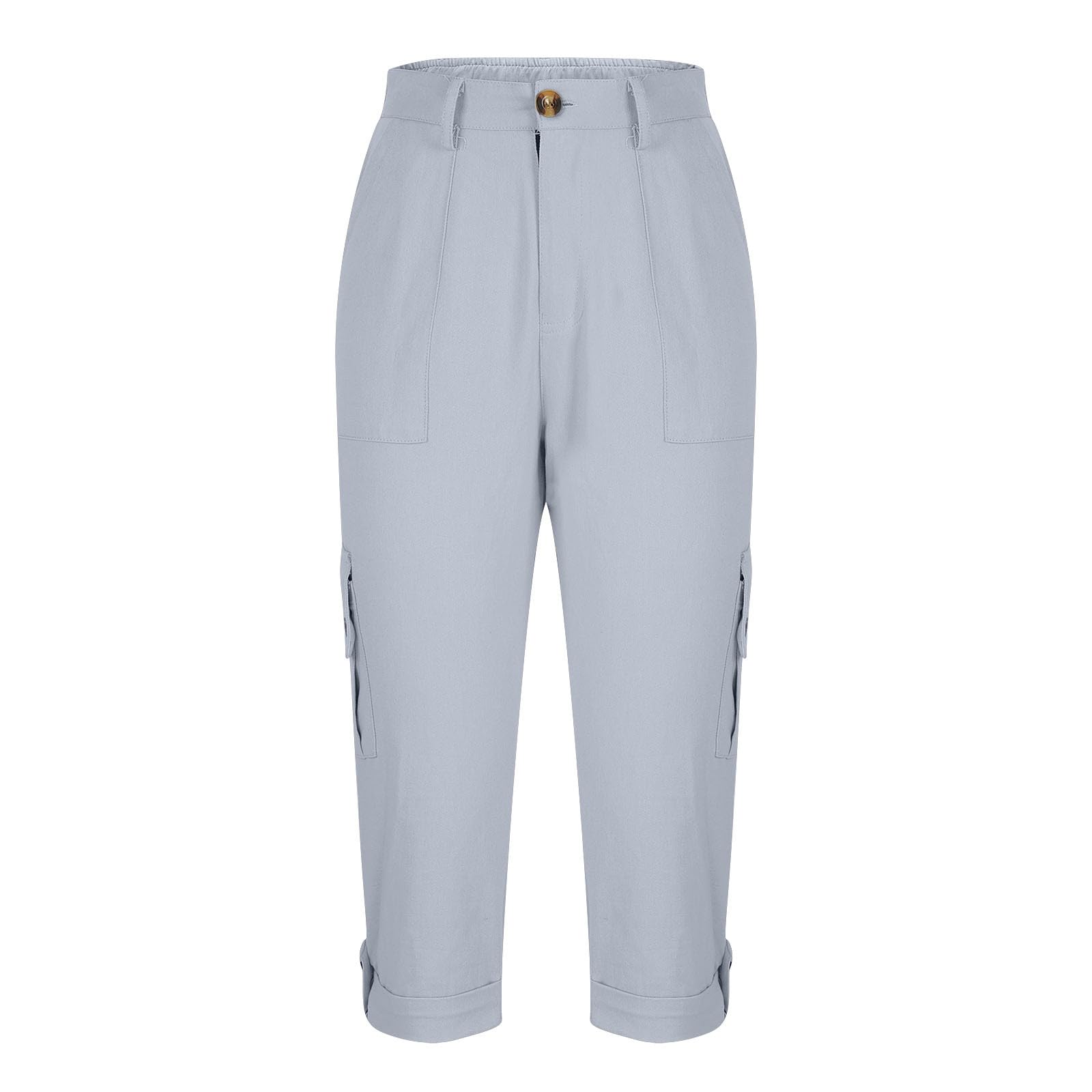 Women's High Waisted Capri Pants - Summer Cropped Hiking Pants with Pockets | Lightweight Outdoor Travel Pants for Walking, Yoga & Casual Wear