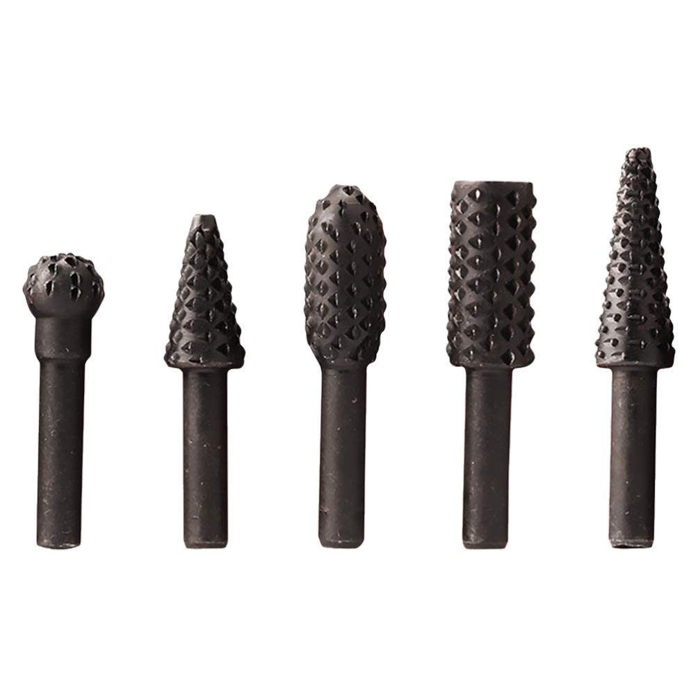 5-Piece Wood Carving File Set - Diamond Drill Bits & Carbide Burr Rotary Tools for Woodworking, Metal Engraving & DIY Crafts - Perfect for Carving, Shaping, Sanding & Detailing Wood/Metal/Plastic Surfaces