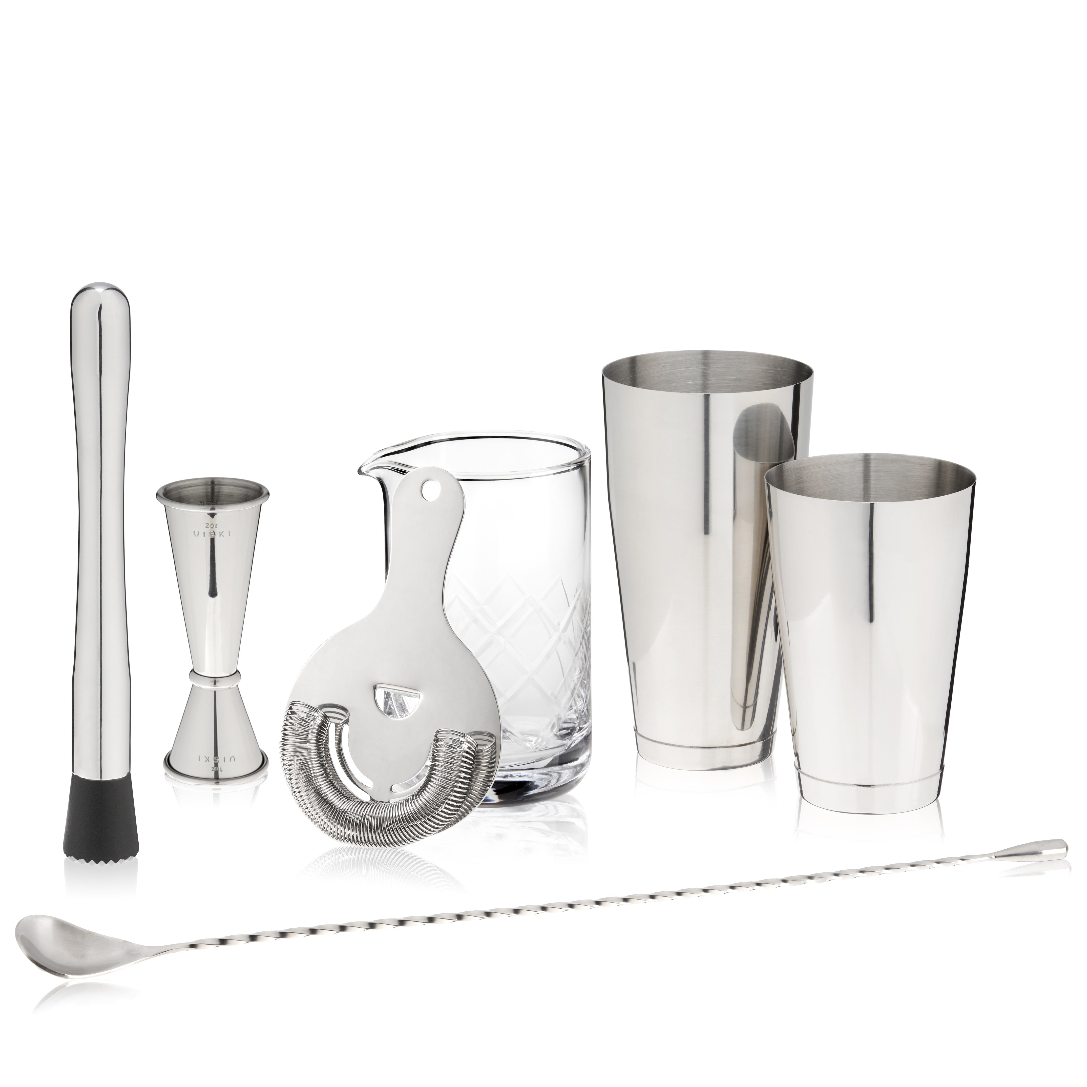 Premium 7-Piece Stainless Steel Barware Set - Cocktail Shaker, Strainer & Tools for Home Bartending & Party Mixing Drinks