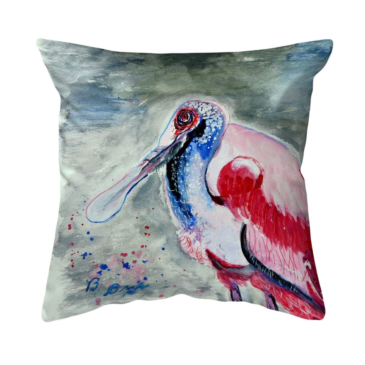 Betsy Drake NC1015 Decorative Throw Pillow 18x18 Inches - Soft Multicolor Square Cushion for Sofa, Bed, Living Room & Home Decor