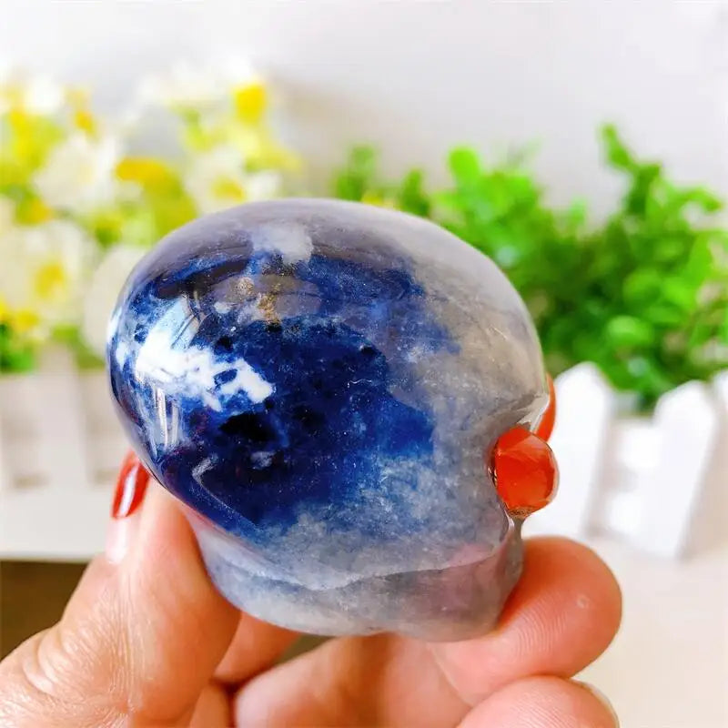 2 Inch Natural Blue Sodalite Alien Skull Crystal Carving - Reiki Healing Stone, Meditation Decor, Unique Home Ornament, Spiritual Gift for Collectors (Perfect for Yoga Rooms, Altars & Crystal Healing Spaces)