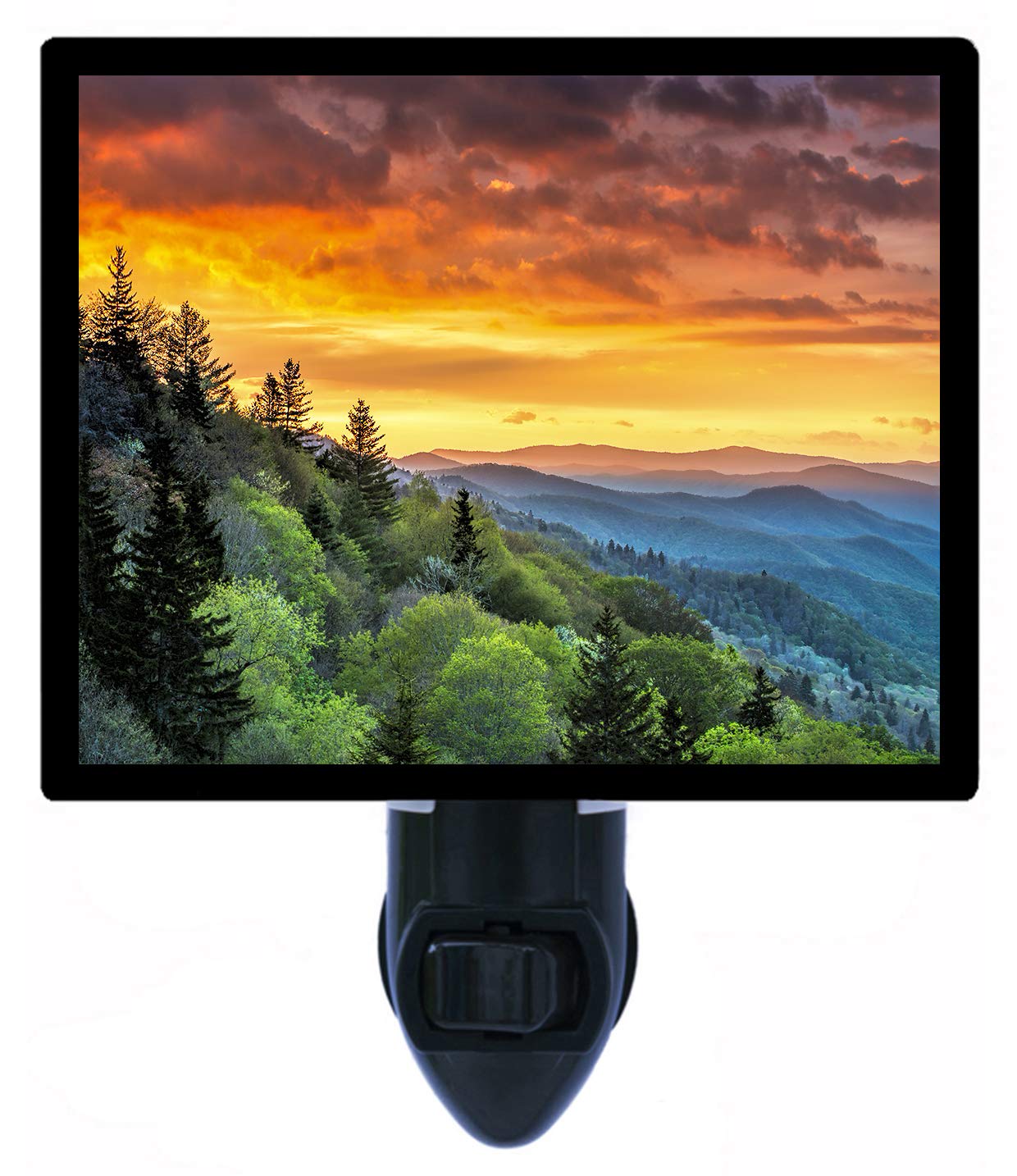 LED Decorative Photo Night Light - Smokey Mountain Sunrise Landscape - Perfect for Bedroom, Nursery & Home Decor