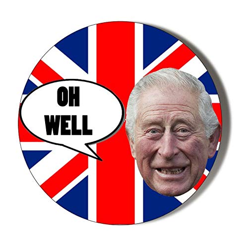 Prince Charles Face on Union Jack Handheld Makeup Mirror - 58mm Compact Travel Mirror for Vanity, Purse & Makeup Touch-Ups