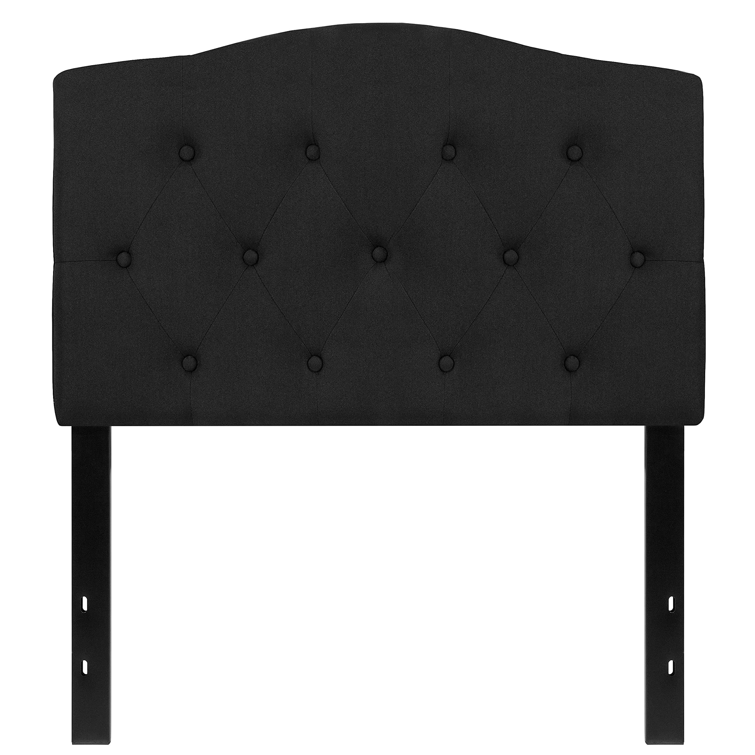 BSD National Supplies Medford Twin Size Black Fabric Upholstered Tufted Headboard - Elegant Bedroom Decor for Small Spaces & Dorm Rooms