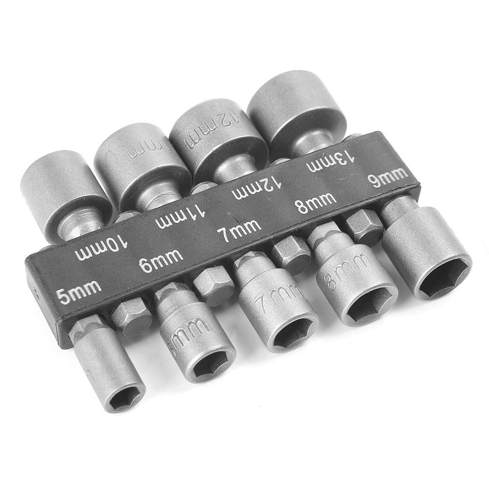 9Pcs Power Hand Driver Drill Tool Set with 5-13mm Metric Socket Wrench & 1/4