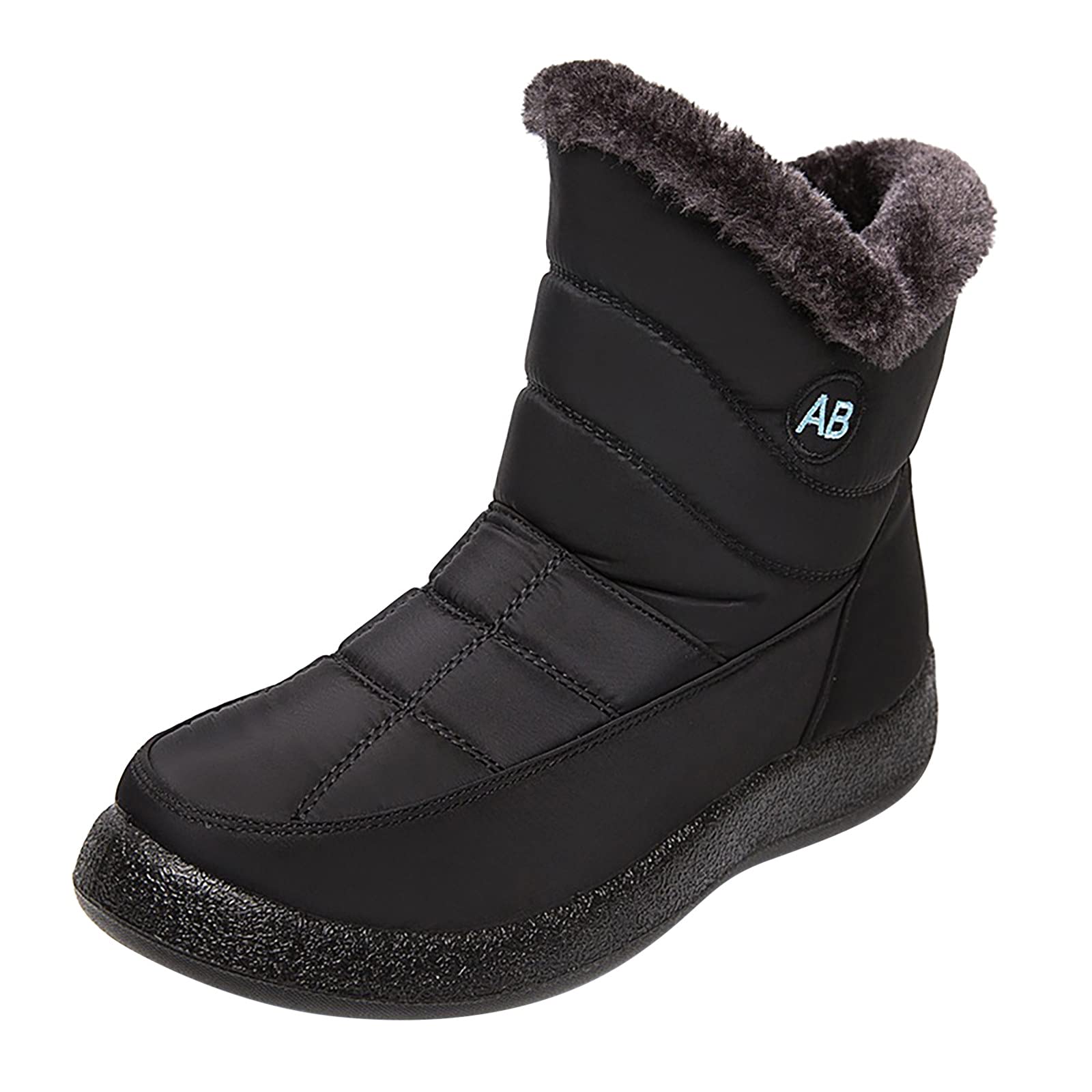 Women's Winter Ankle Boots with Zipper - Black Velvet Platform Snow Boots for Warmth & Style | Perfect for Cold Weather, Snow Days & Casual Outfits