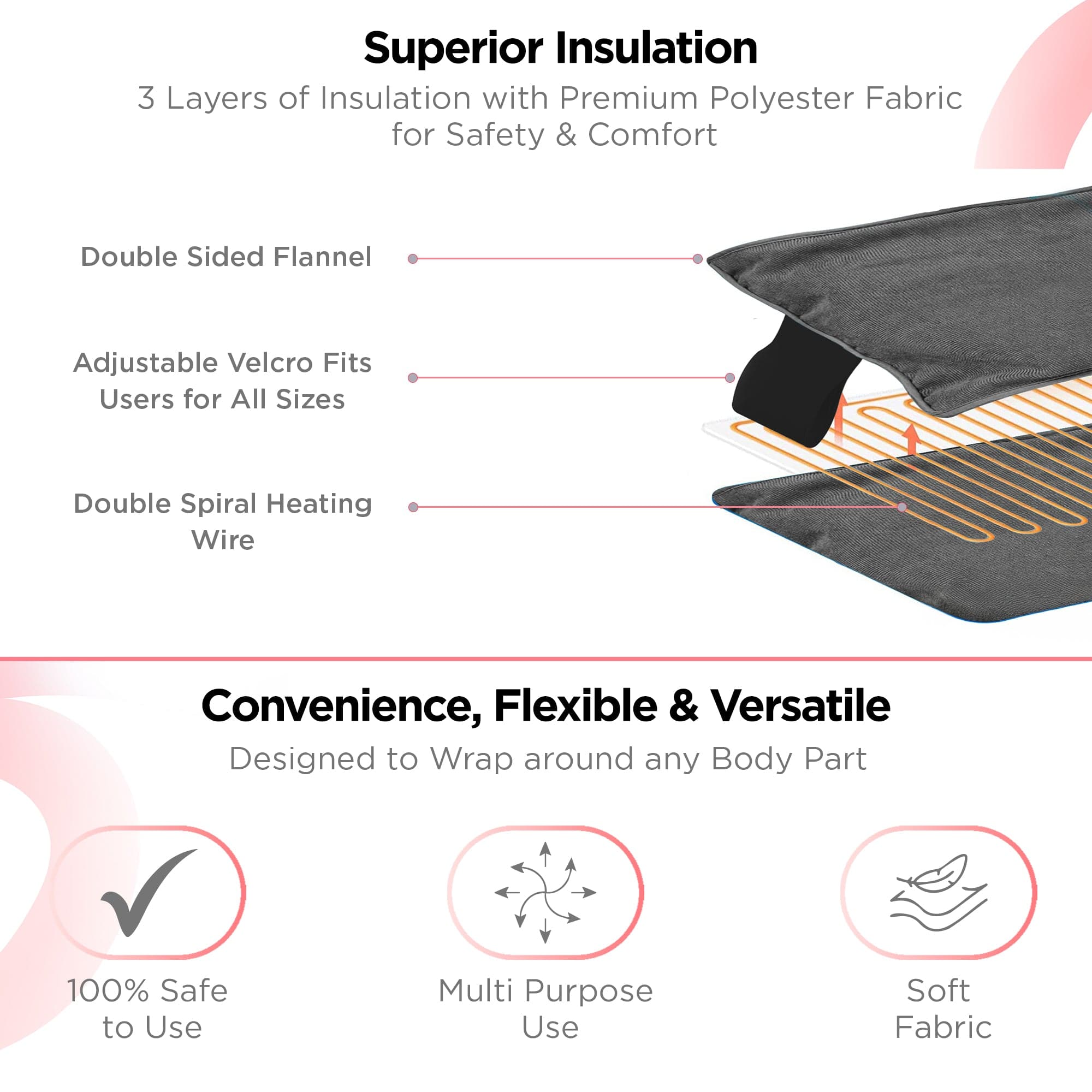 Dr Trust USA Electric Heating Pad for Back Pain Relief - Adjustable Temperature Heat Therapy Belt for Muscle, Shoulder, Knee & Abdominal Pain - Perfect for Period Cramps, Arthritis & Post-Workout Recovery - Home & Office Use