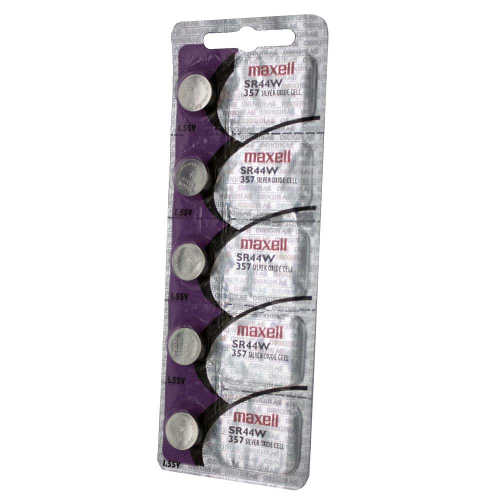 Maxell SR44W 357 Silver Oxide Button Cell Watch Battery - 5 Pack | Long-Lasting Power for Watches, Calculators, Cameras & Medical Devices