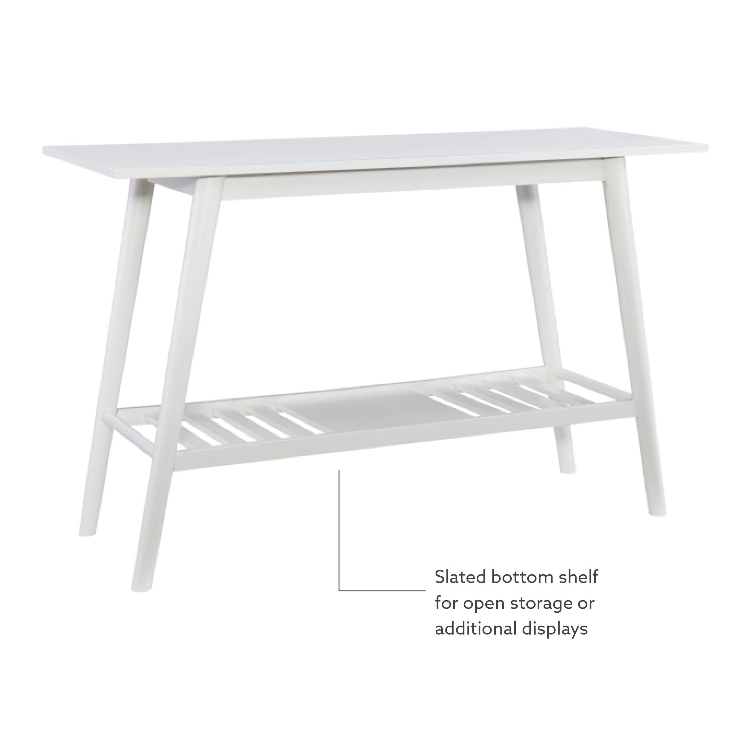 Linon White Mid Century Modern Console Table - Melissa Design for Entryway, Living Room & Hallway Decor