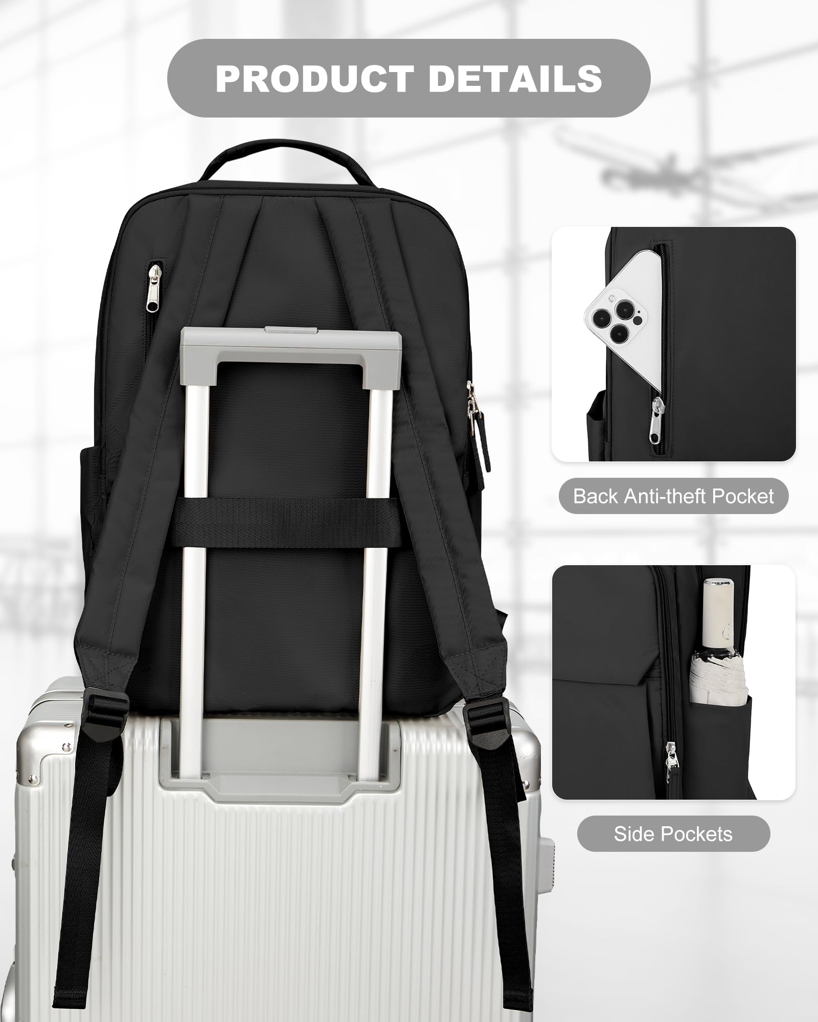 UPPACK 14 Inch Waterproof Anti-Theft Laptop Backpack for Women & Men - Stylish Computer Backpack for Work, School, University & Travel - Perfect for Business Professionals, Students & Commuters