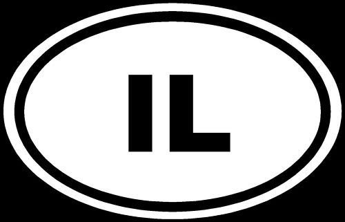 Illinois IL White Oval Euro Window Vinyl Decal Sticker - Die-Cut Car Truck Laptop MacBook Decal for Windows, Tool Boxes & Smooth Surfaces - Perfect for Travel, State Pride & Personalization