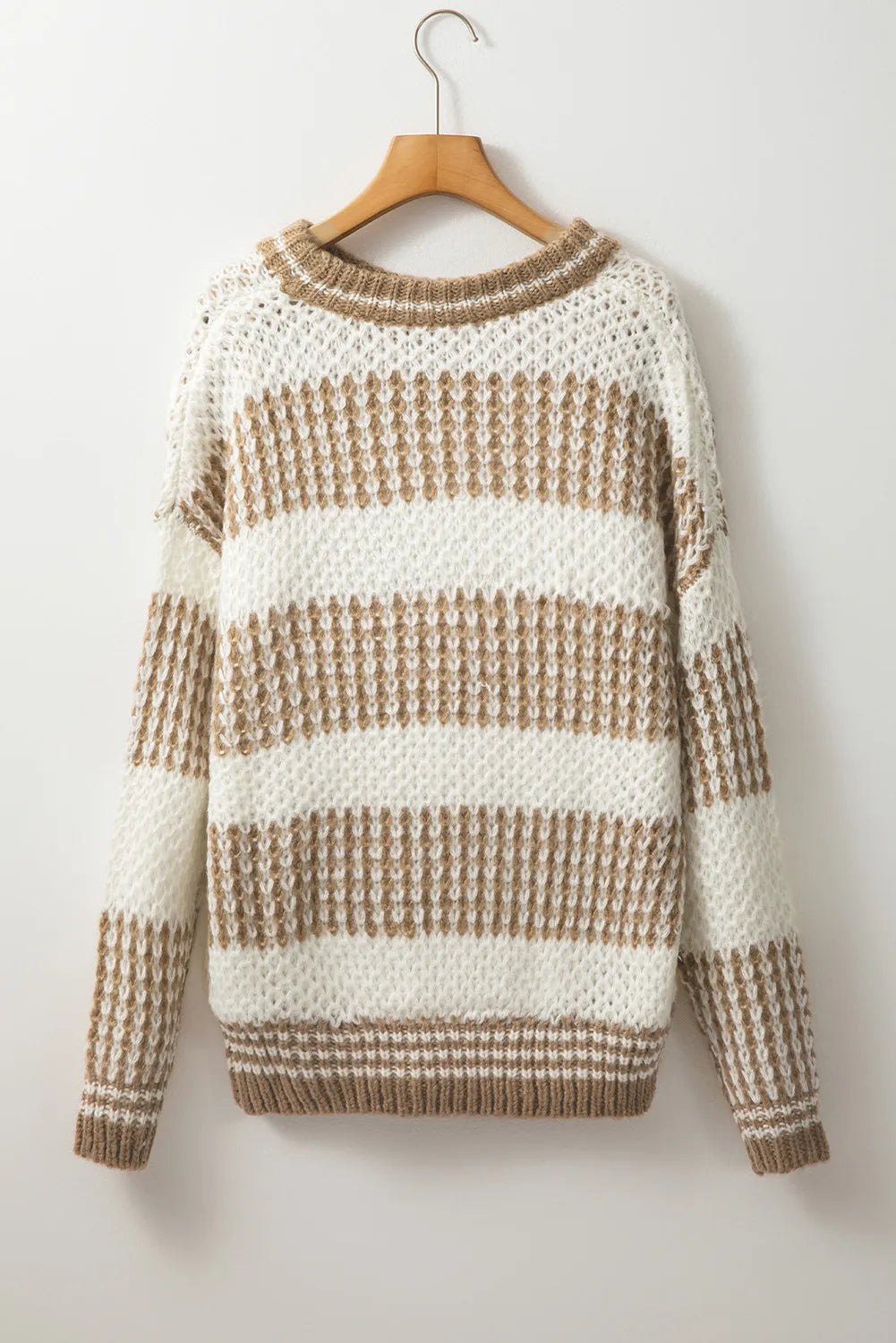 Color Block Round Neck Drop Shoulder Sweater Women's Casual Knit Pullover for Fall & Winter Fashion | Cozy Office Wear & Weekend Outfits