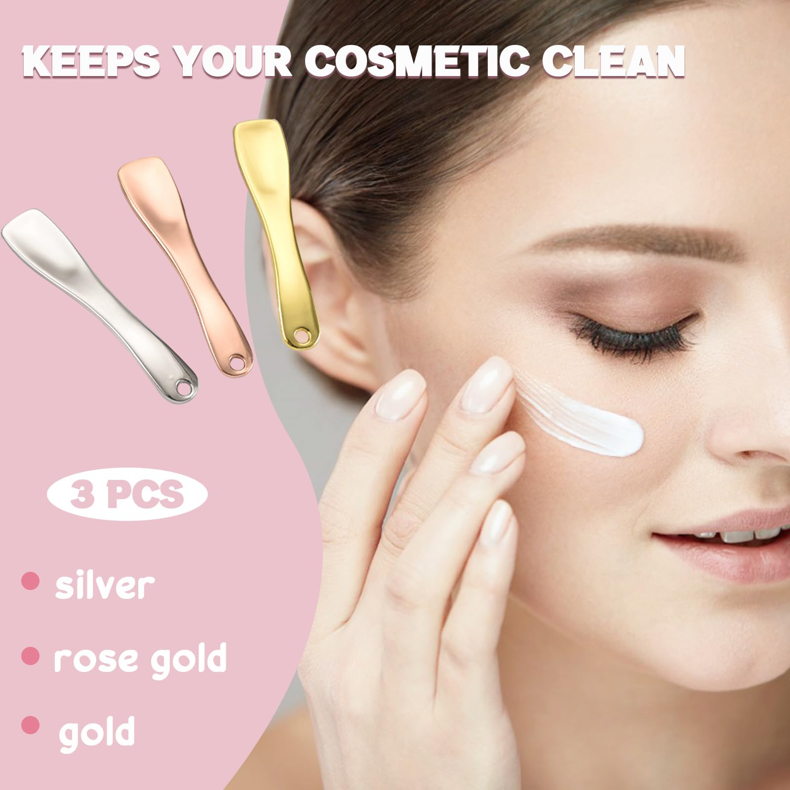 Rose Gold, Silver & Gold Metal Makeup Spatula - Cosmetic Scoop Tool for Creams, Lotions, Skincare & Face Masks - Perfect for Precise Application & Hygiene in Your Beauty Routine