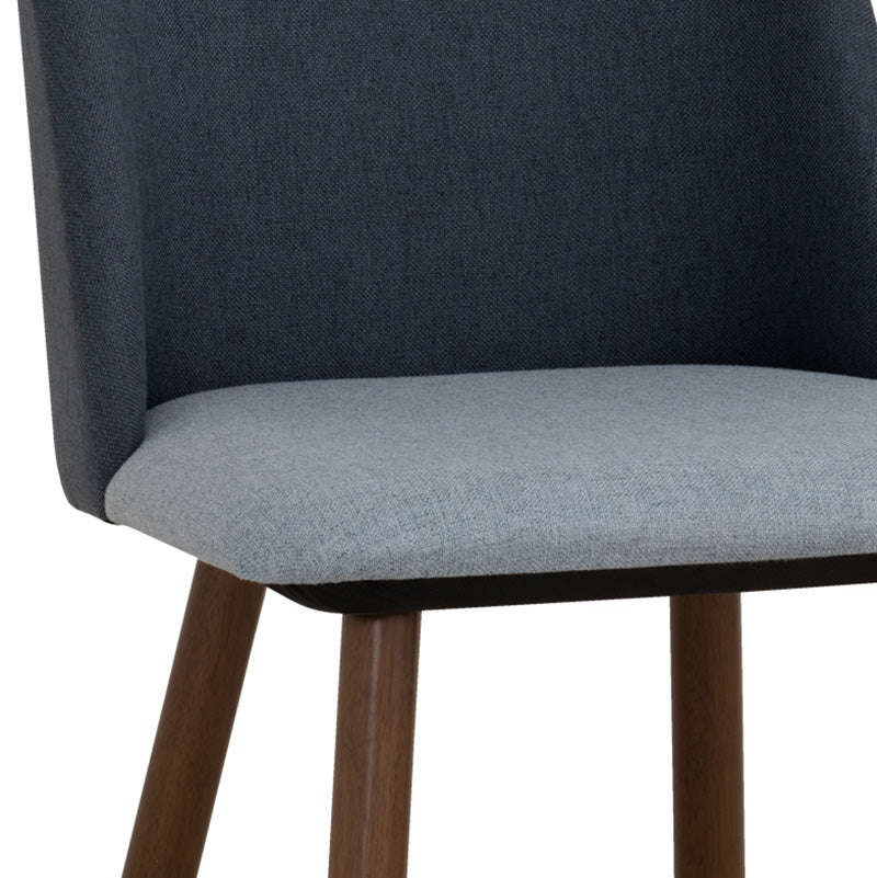 JOLLIN Modern Dining Chair - Walnut Wood Frame & Blue Upholstery - Comfortable Kitchen & Dining Room Furniture for Home & Restaurant Use