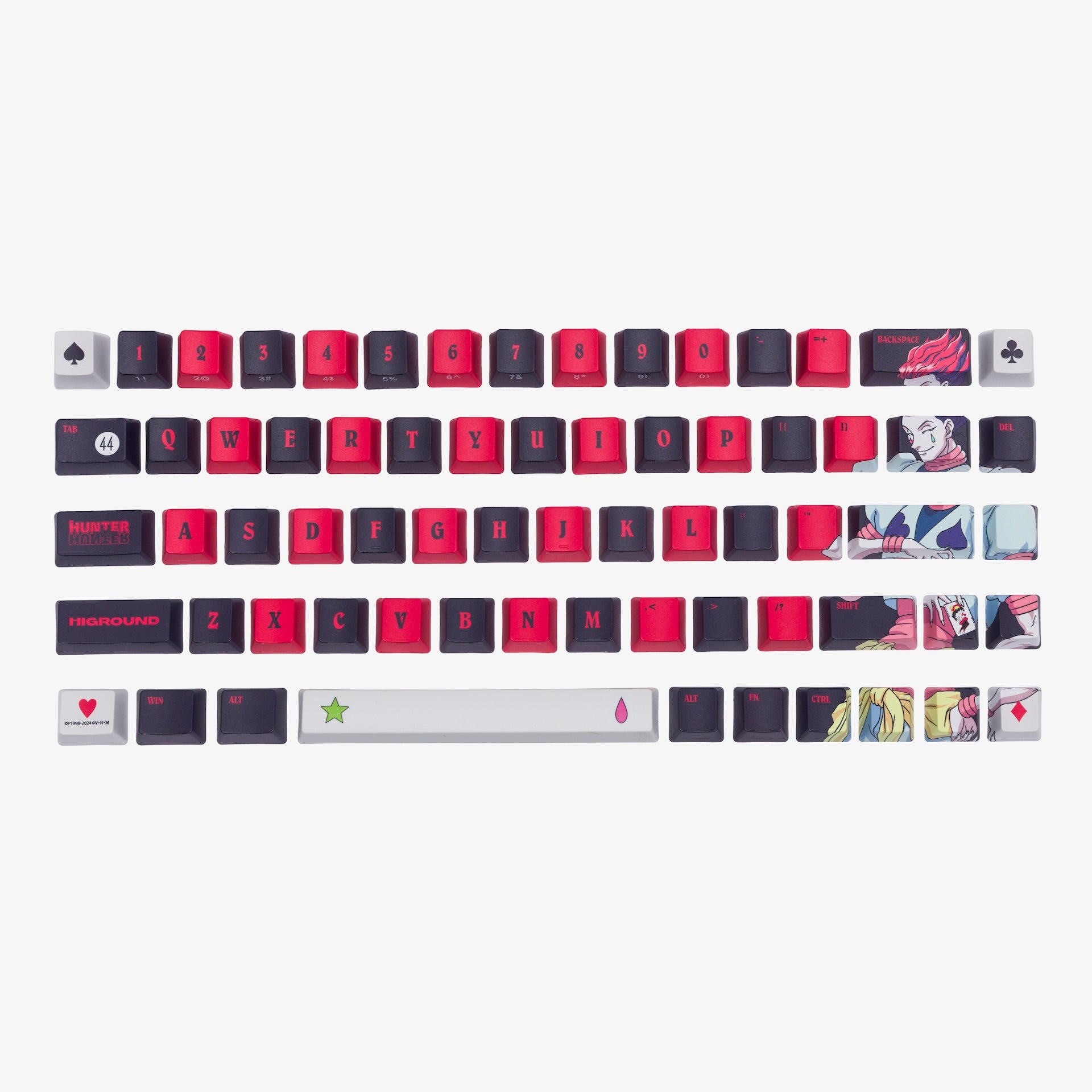 HxH x HG 68 Keycaps Set - Hisoka Themed Custom Mechanical Keyboard Keycaps for Gaming & Typing - Perfect for Anime Fans & PC Enthusiasts