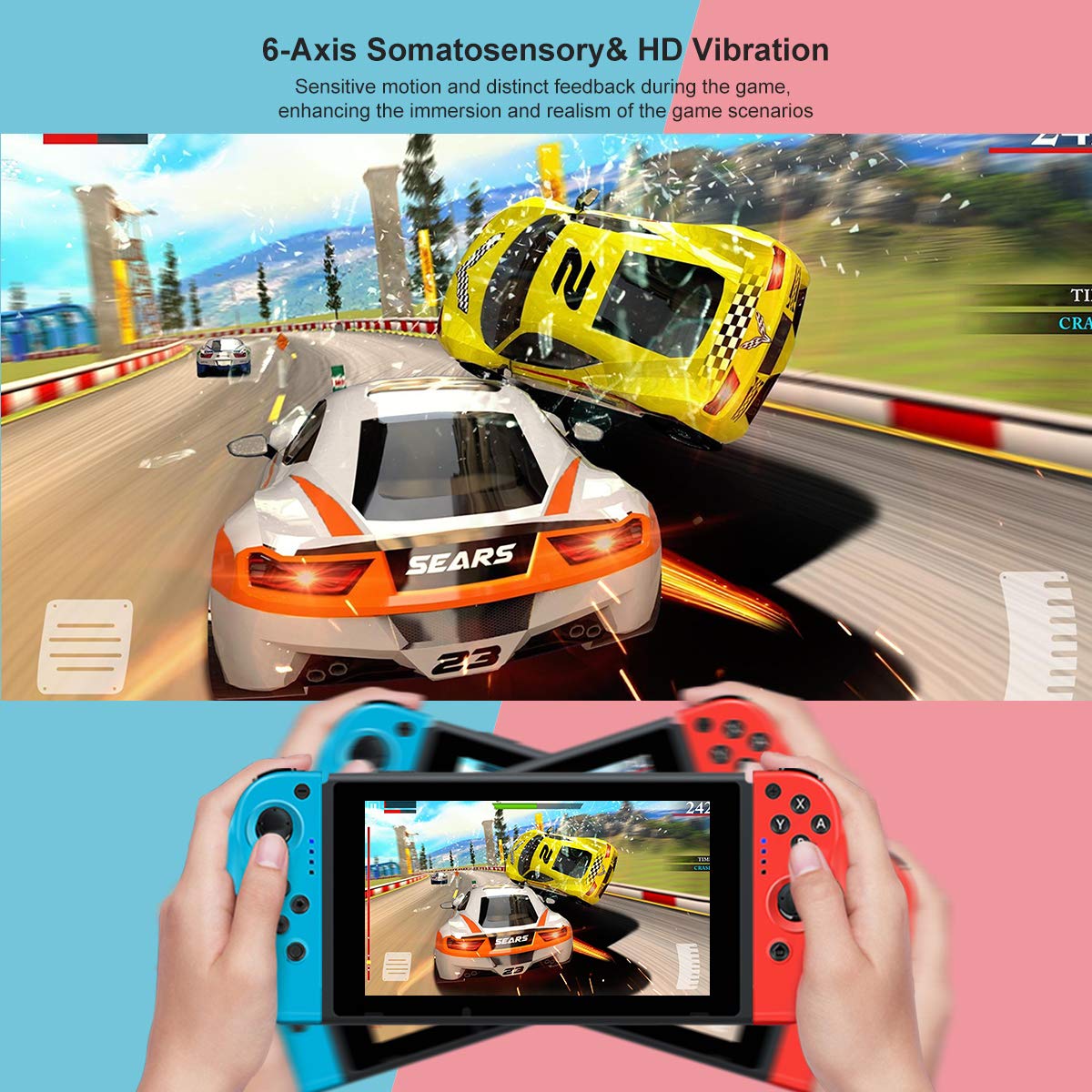 Wireless Switch Controller with Dual Shock & Gyroscope - CHEREEKI Pro Gamepad for Nintendo Switch | Perfect for Mario Kart, Zelda & Multiplayer Gaming