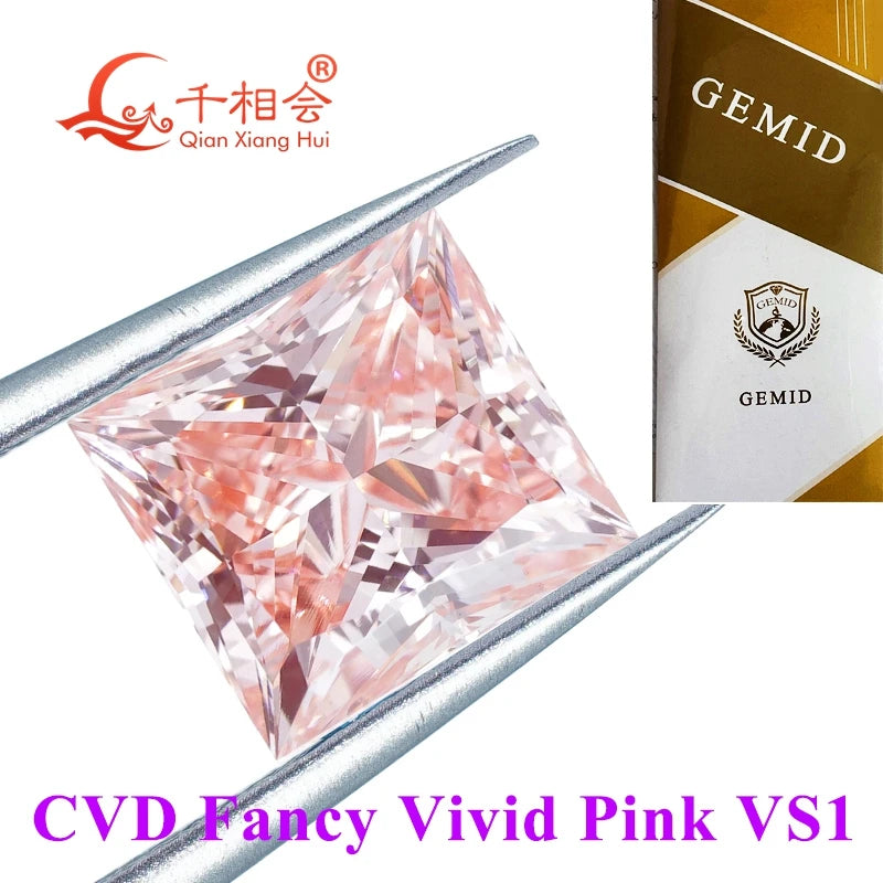 1.496ct & 1.560ct Fancy Pink CVD Lab-Grown Diamond - VS1 Clarity Square Shape GEMID Certified Loose Stone for Engagement Rings & Fine Jewelry Making